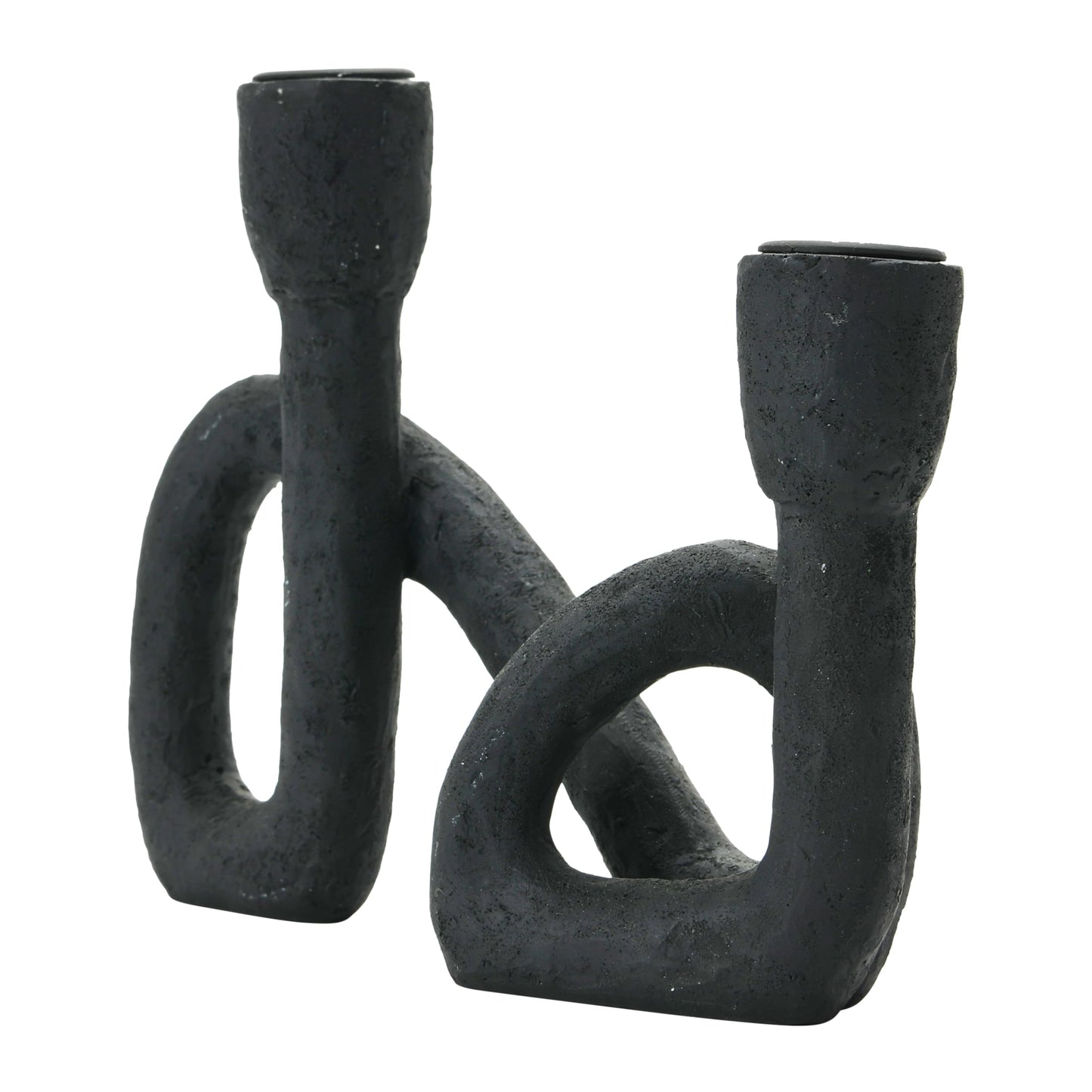 Bloomingville Decorative Resin Double Taper Candle Holder, Black