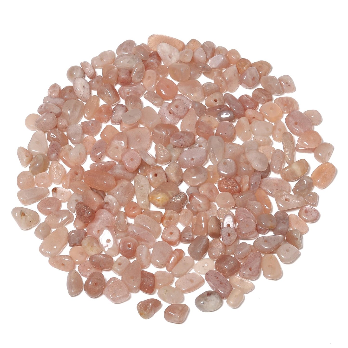 30in Sunstone Natural Chip Stone Beads 5-8mm About 230pcs, Irregular Drilled Light Orange Pink Bead for Bracelets Jewelry Making Supplies for Adults, DIY Crafts.