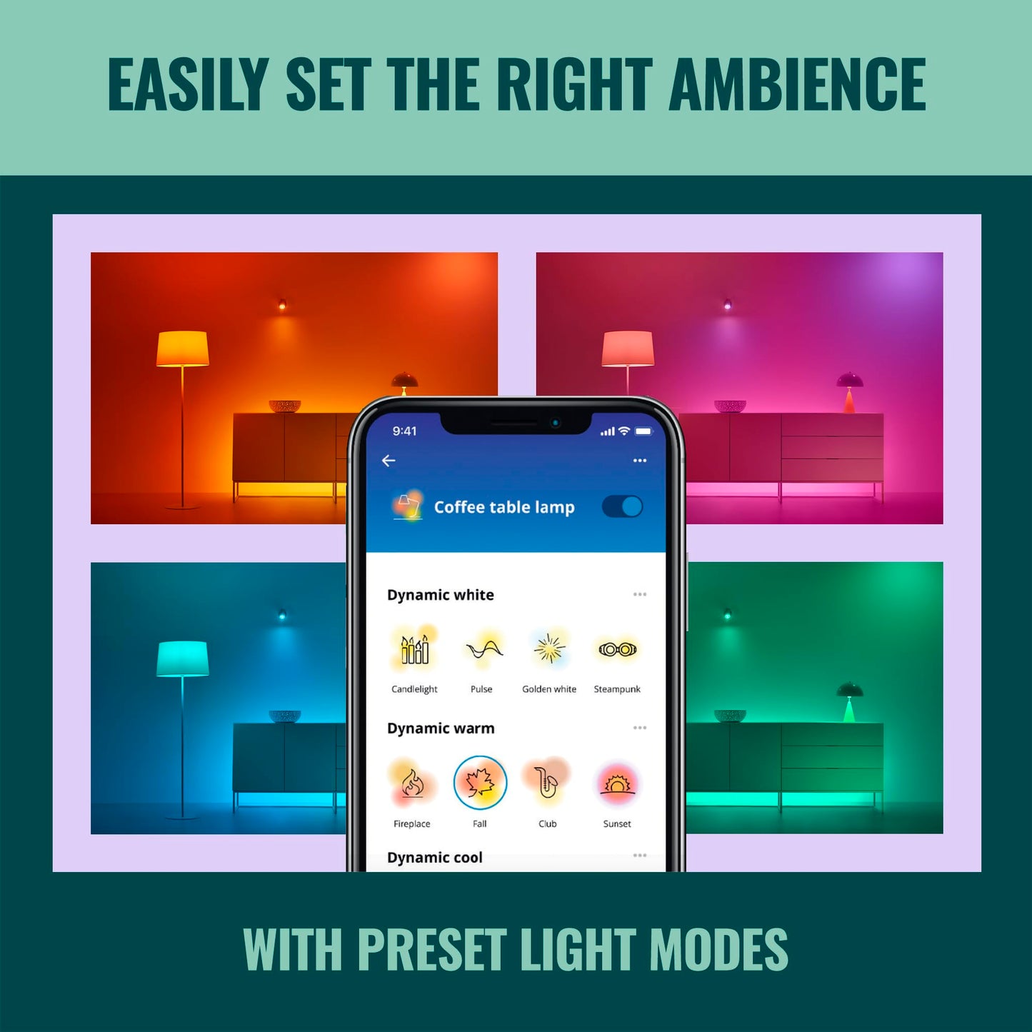 WiZ Connected Smart Light Strip, Sunset/Sunrise Automation, Preset Modes, Control with Voice or App, Full Color RGB Lighting, Voice Control, 50ft Cut to Fit