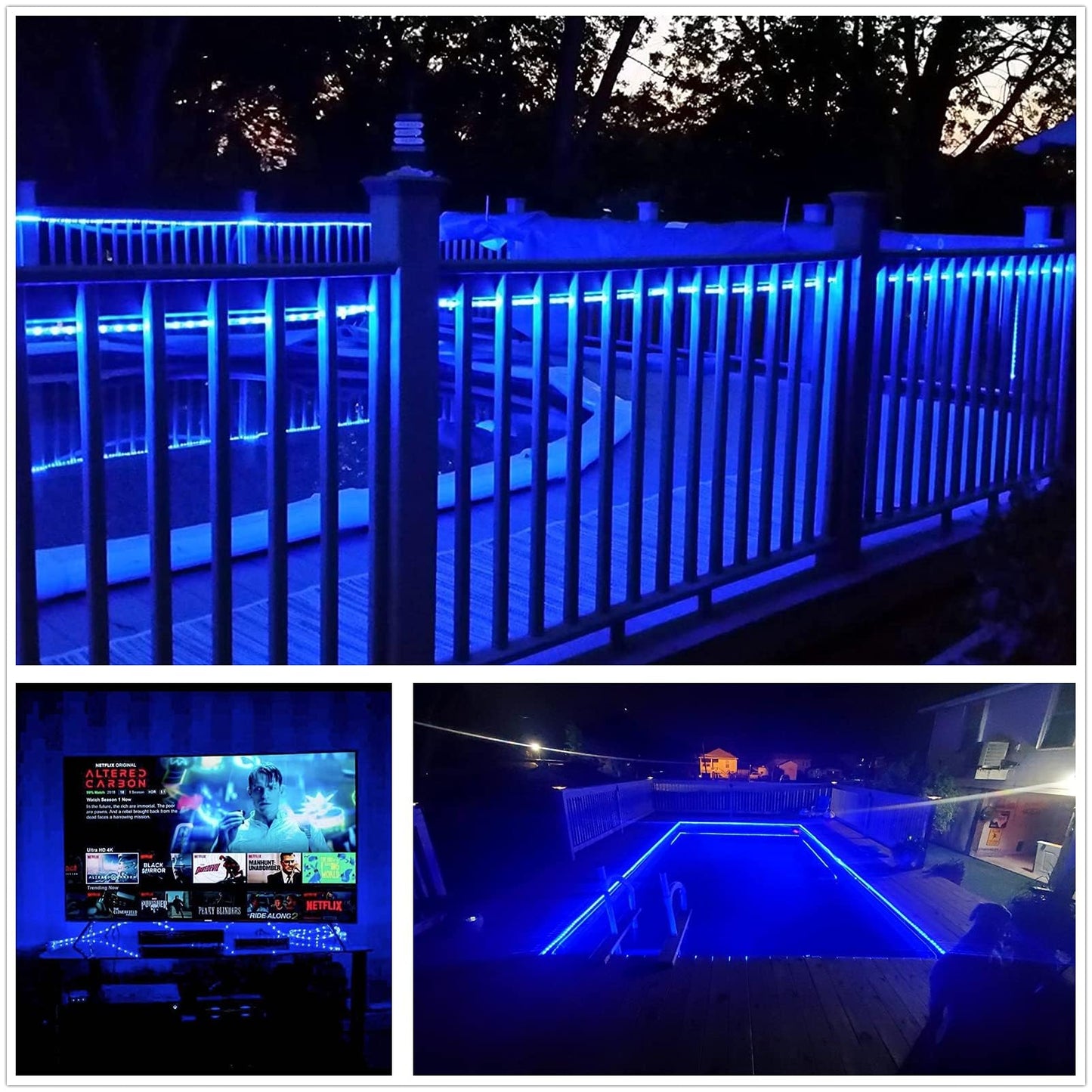 Tuanchuanrp LED Rope Lights, 100ft 110V Waterproof Rope Lights for Outside, Outdoor String Lights, Ideal for Eaves, Backyards Garden, Christmas Decoration(Blue)
