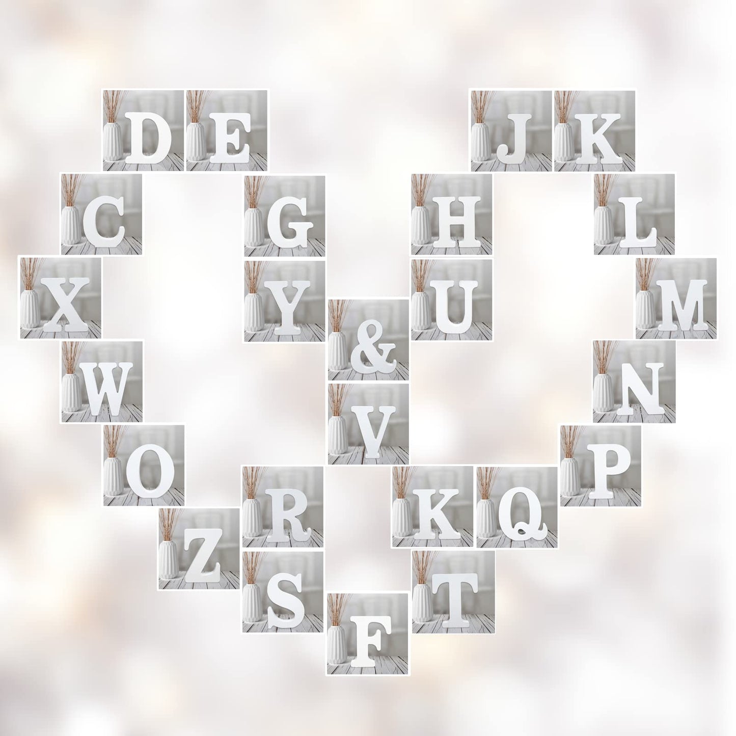 AOCEAN 4 Inch White Wood Letters Unfinished Wood Letter for Wall Decor Decorative Standing Letters Slices Sign Board Decoration for Craft Home Party Projects (E)