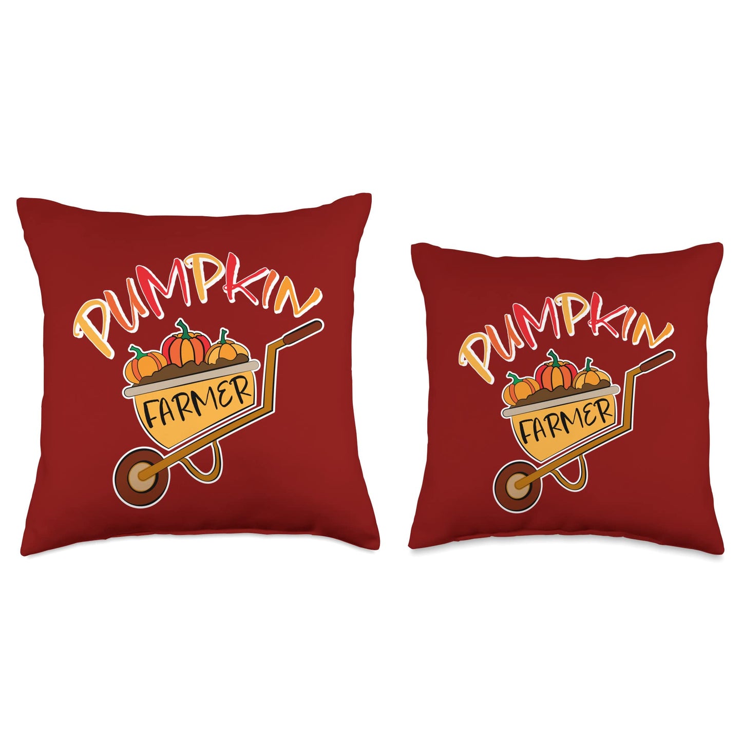 Wheelbarrow Full Of Pumpkins Pumpkin Farmer Throw Pillow