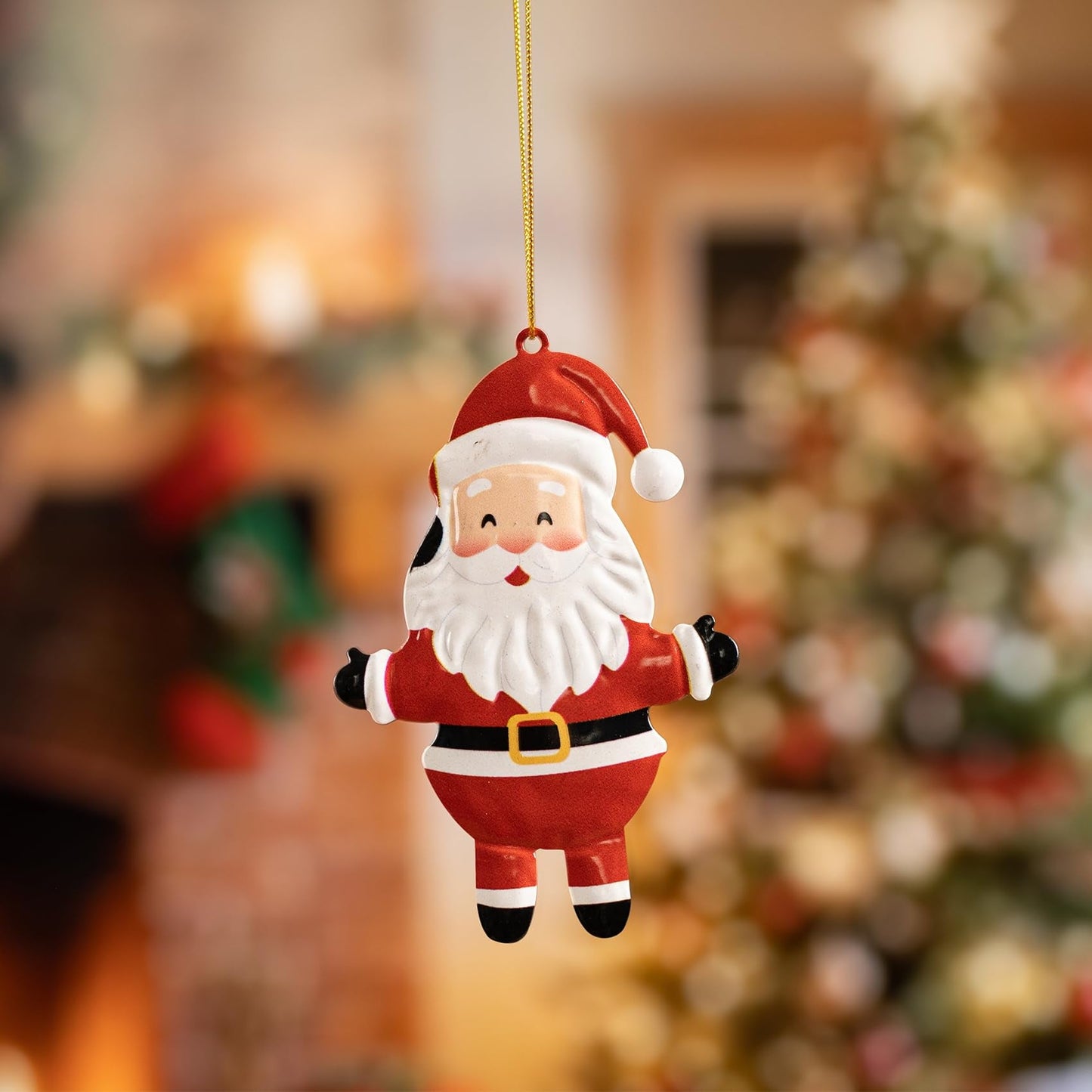 12 PCS Christmas Tree Ornaments Metal Long-Lasting Festive Holiday Ornament for Seasonal Display-Christmas Party Decorations for Mantel,Shelves, Home Accents