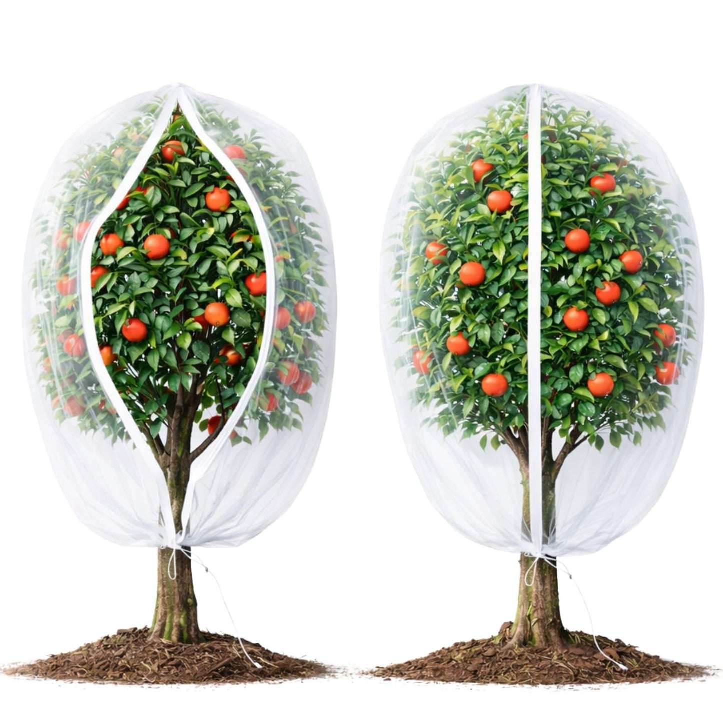 Homoda Fruit Tree Netting Cover with Zipper & Drawstring, 2 Packs 6ft x 6ft Insect Bird Barrier Netting for Garden Protection, Ultra Fine Mesh Garden Netting