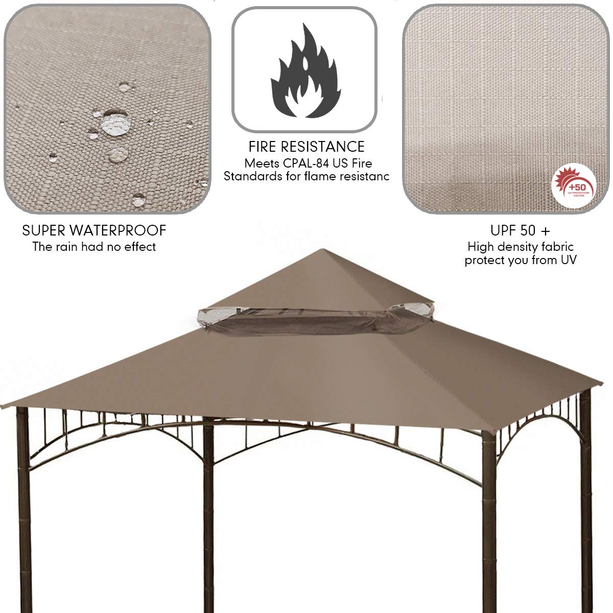 Ontheway Winds Replacement Canopy for Target Madaga Gazebo (Beige)