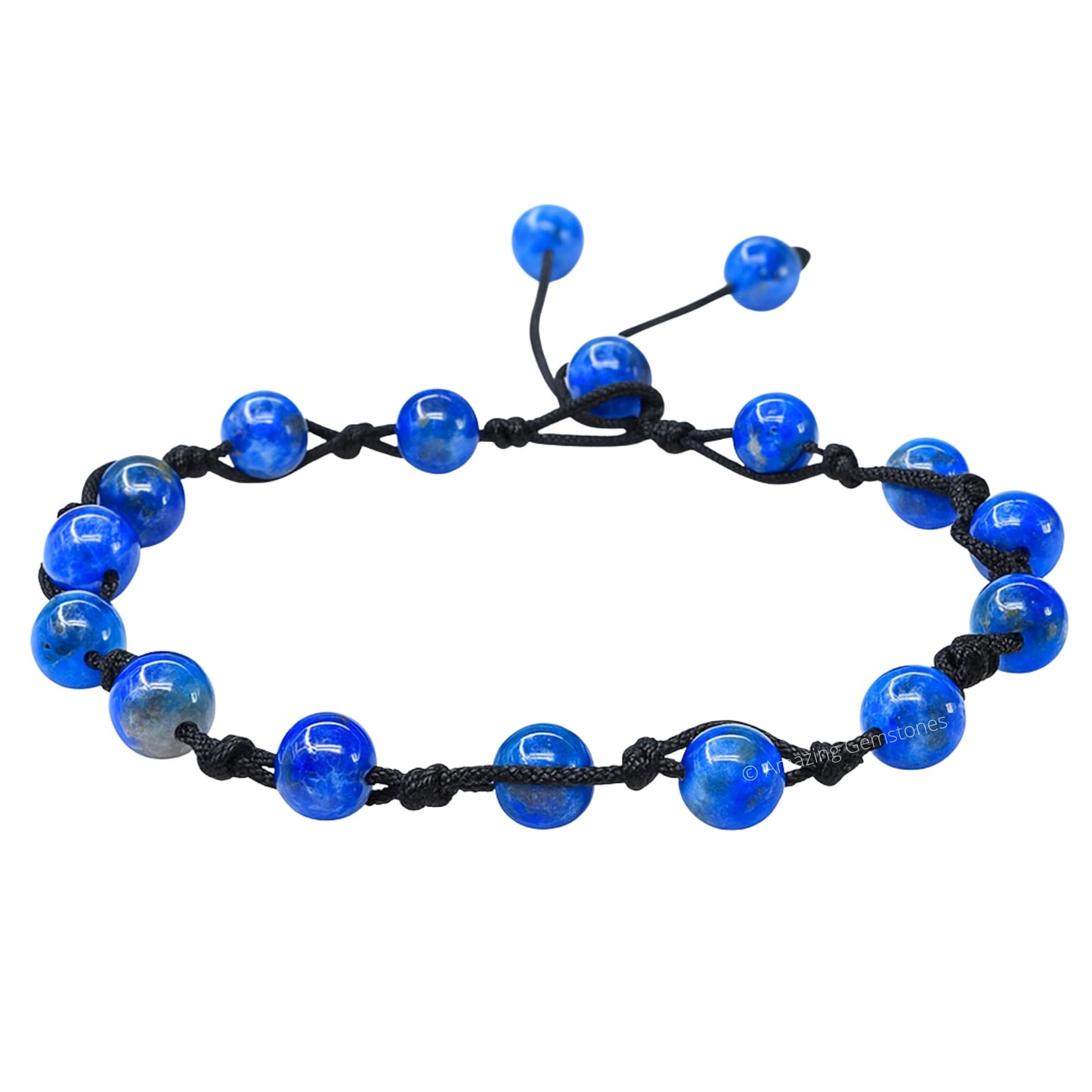Amazing Gemstone Lapis Lazuli Anklet Ankle Bracelets for Women - Waterproof Beaded Healing Crystal Anklets, Plus Size Chakra Gemstone Bead Anklet (Stretchy Adjustable - Hand Knotted)