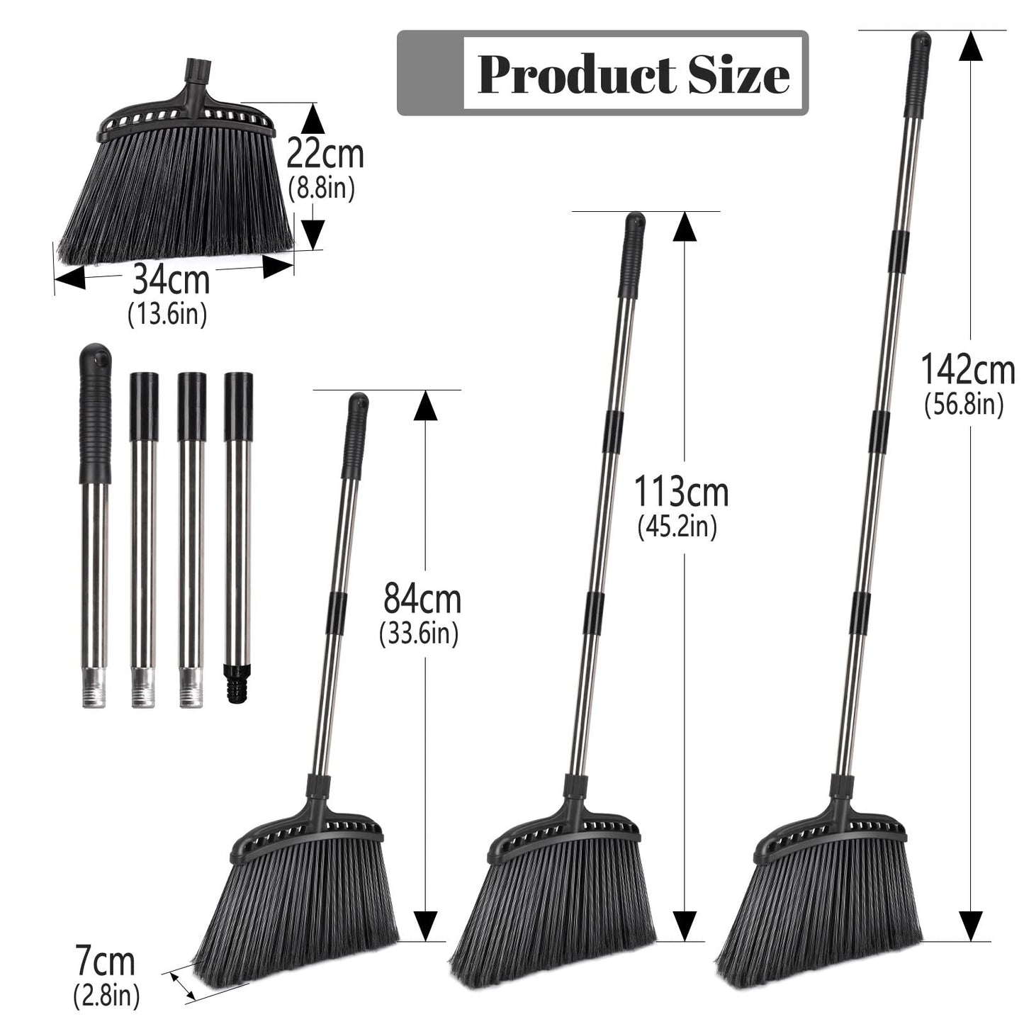Outdoor Broom,Masthome Heavy Duty Broom,56" Brooms for Sweeping Outdoor,Angle Commercial Brooms with Hard Bristles, for Kitchen Home Office Garage Courtyard Lobby Lawn Concrete