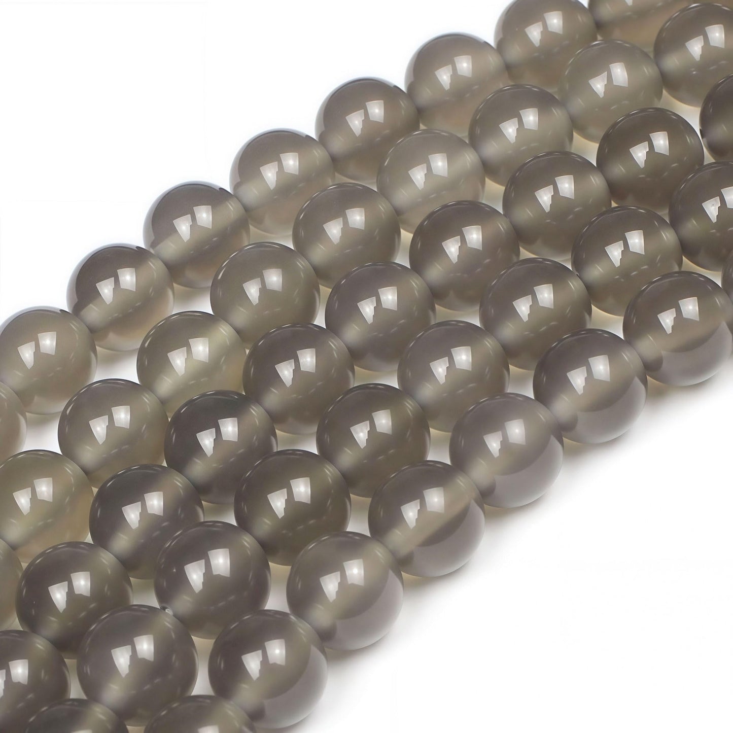 MJDCB 7A Natural Grey Agate Gemstone Round Stone Beads for Jewelry Making DIY Bracelet Necklace (6mm)