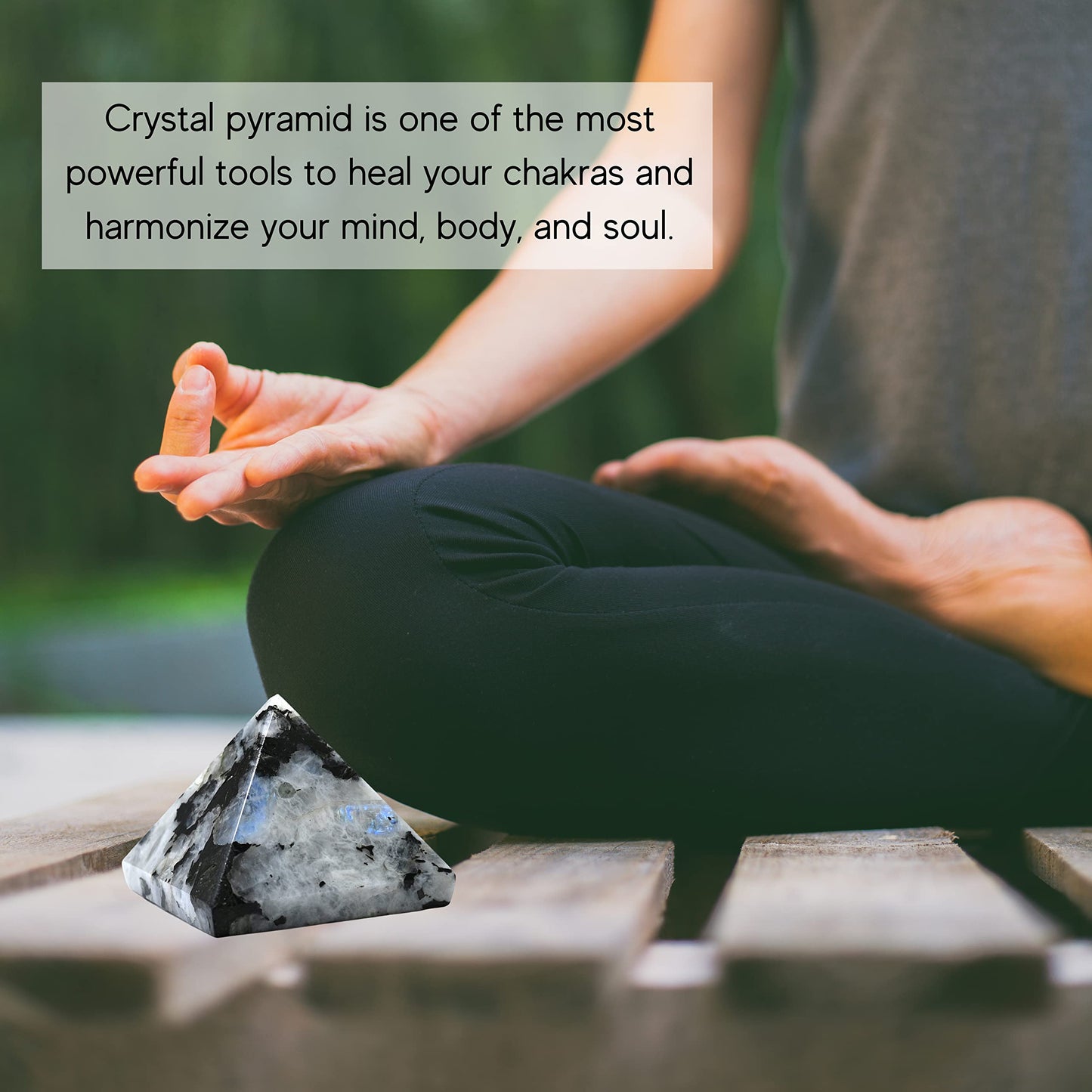 Amazing Gemstone Rainbow Moonstone Pyramid Crystal Healing Stones - 2" Great Pyramid Figurine of Natural Stone Pyramid for Meditation, Reiki, Chakra Balancing and Crystal Pyramids Grid