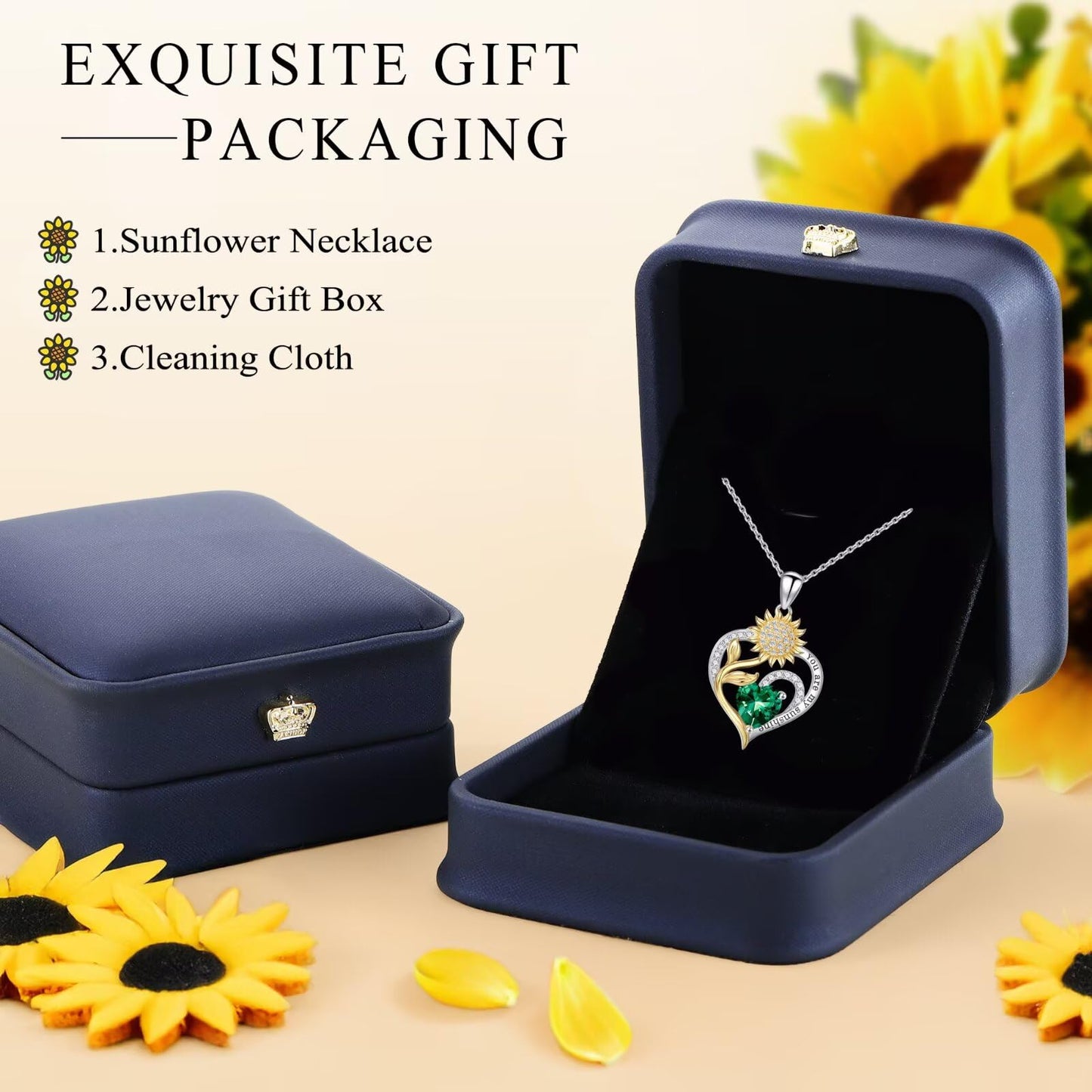 Iefil Mothers Day Gifts for Wife, Sunflower Necklace, Sunflower Gifts for Women, November Simulated Citrine Jewelry, Birthstone Necklace for Wife Mom