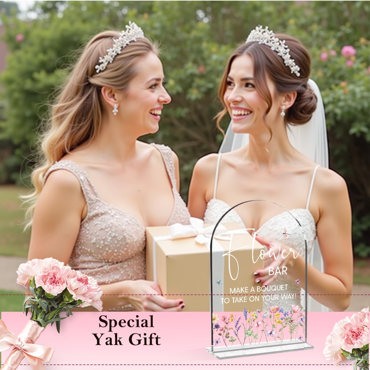 Flower Bar Sign Wedding Decor Clear Acrylic Table Sign for Marriage Parties Anniversaries Reception Cafe Hotel Party Bar Business Event 5X7 Inches