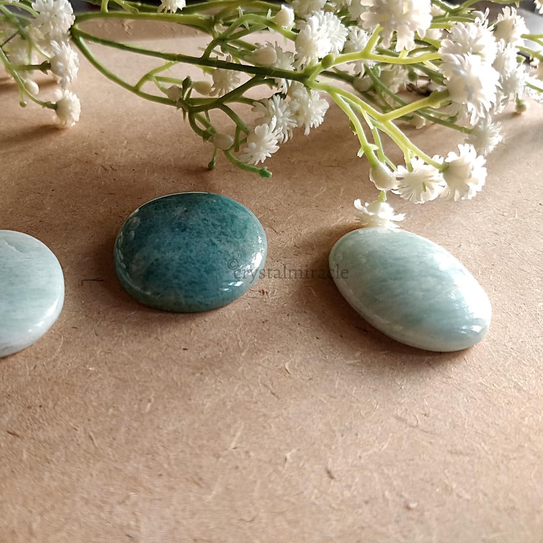 crystalmiracle Beautiful Amazonite Gemstone Worry Stone Positive Energy Crystal Healing Thumb Stone for Reiki Meditation Feng Shui Gifts for Men Women