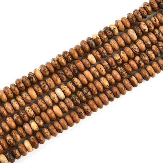 160pcs 4x2mm Natural Picture Jasper Disk Rondelle Spacer Stone Semi Precious Gemstone Loose Beads for Jewelry Making 15 Inch