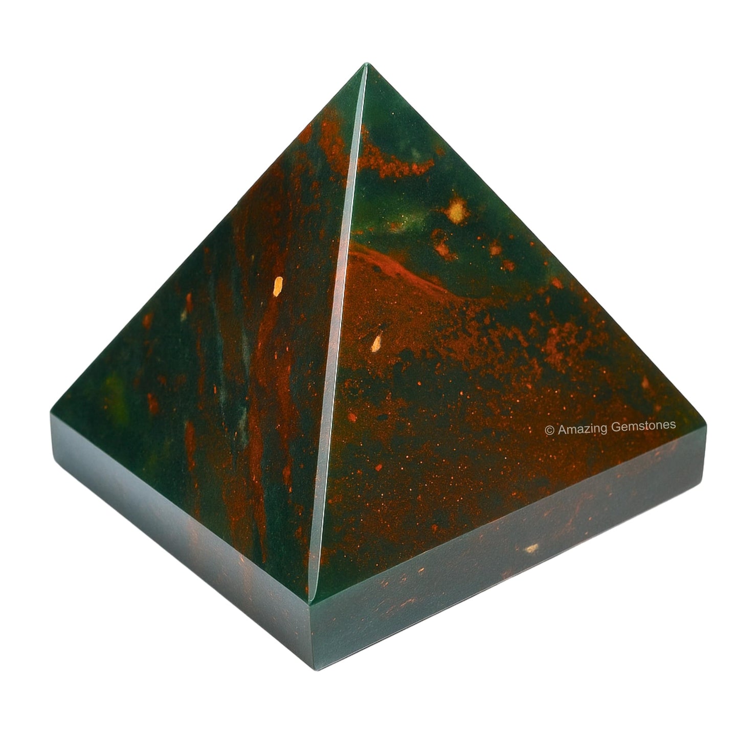 Amazing Gemstone Bloodstone Pyramid Crystal Healing Stones - 2" Great Pyramid Figurine of Natural Stone Pyramid for Meditation, Reiki, Chakra Balancing and Crystal Pyramids Grid
