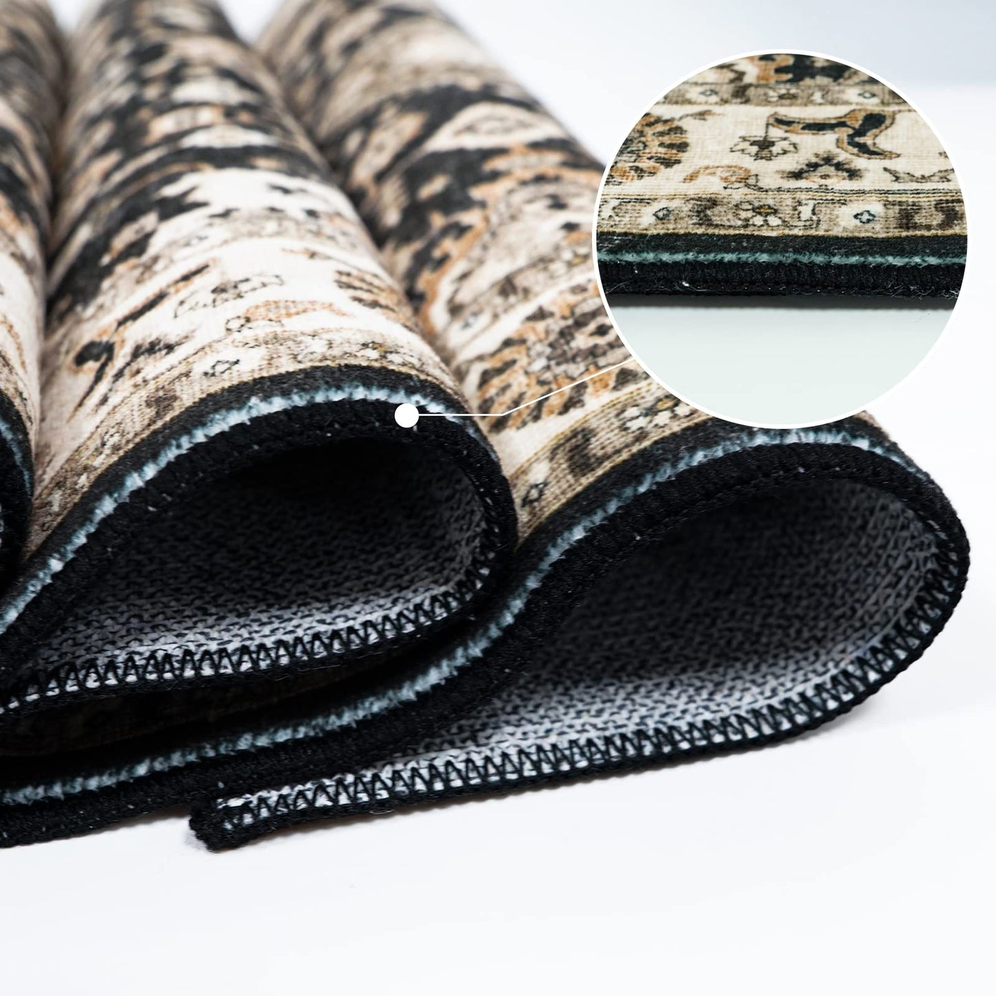 Washable Hallway Runner Rug 2x10: Non Slip Runner Rugs with Rubber Backing Soft Kitchen Rug Farmhouse Distressed Carpet for Living Room Bedroom Bathroom (Black, 2X10)