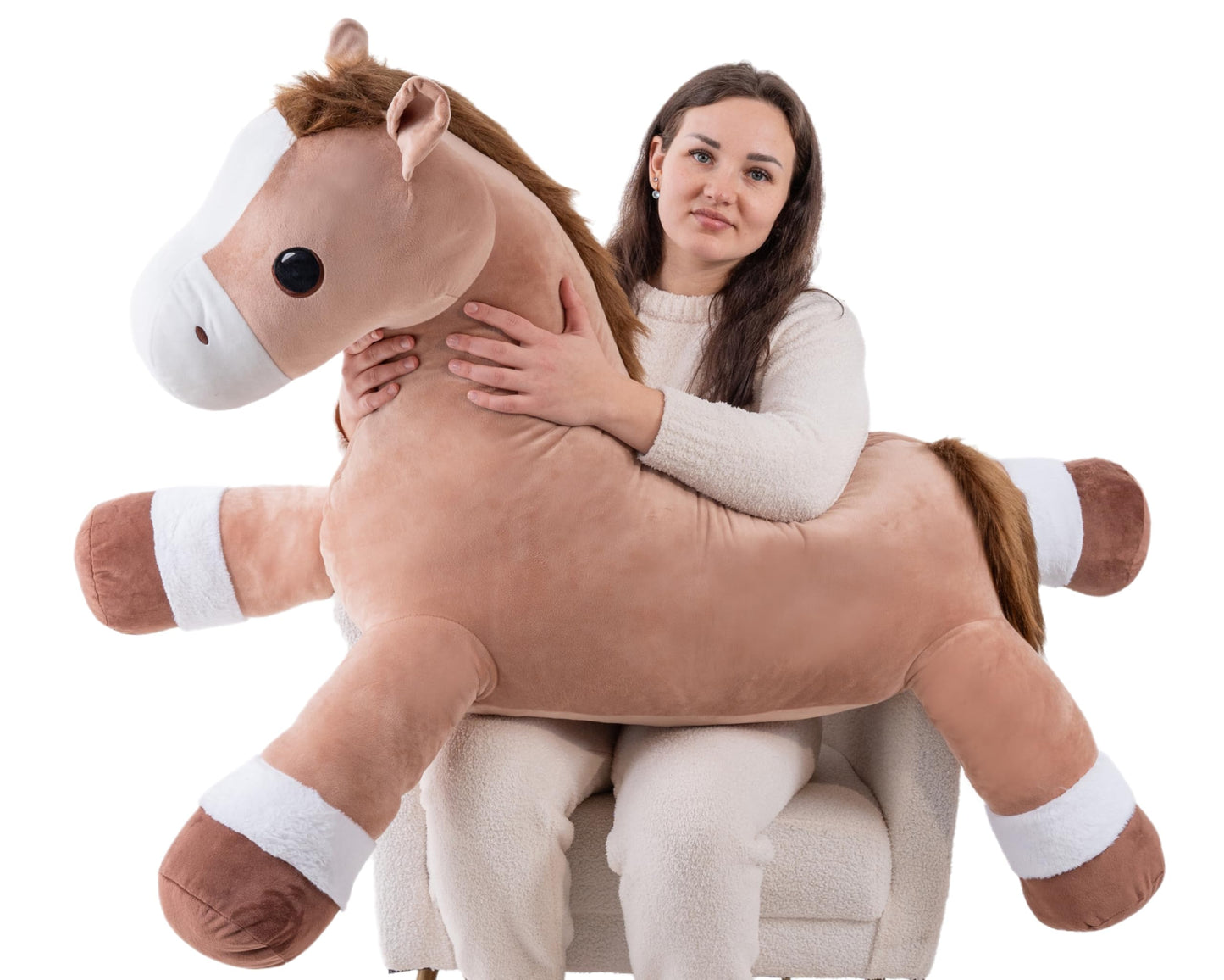 Jrystar Giant Horse Stuffed Animals, Large Stuffed Horse Plush Pillow, 37" Soft Large Stuffed Pony, Cute Farm Animals Plush Toys, Gifts for Kids Boys Girls on Birthday Children's Day Christmas