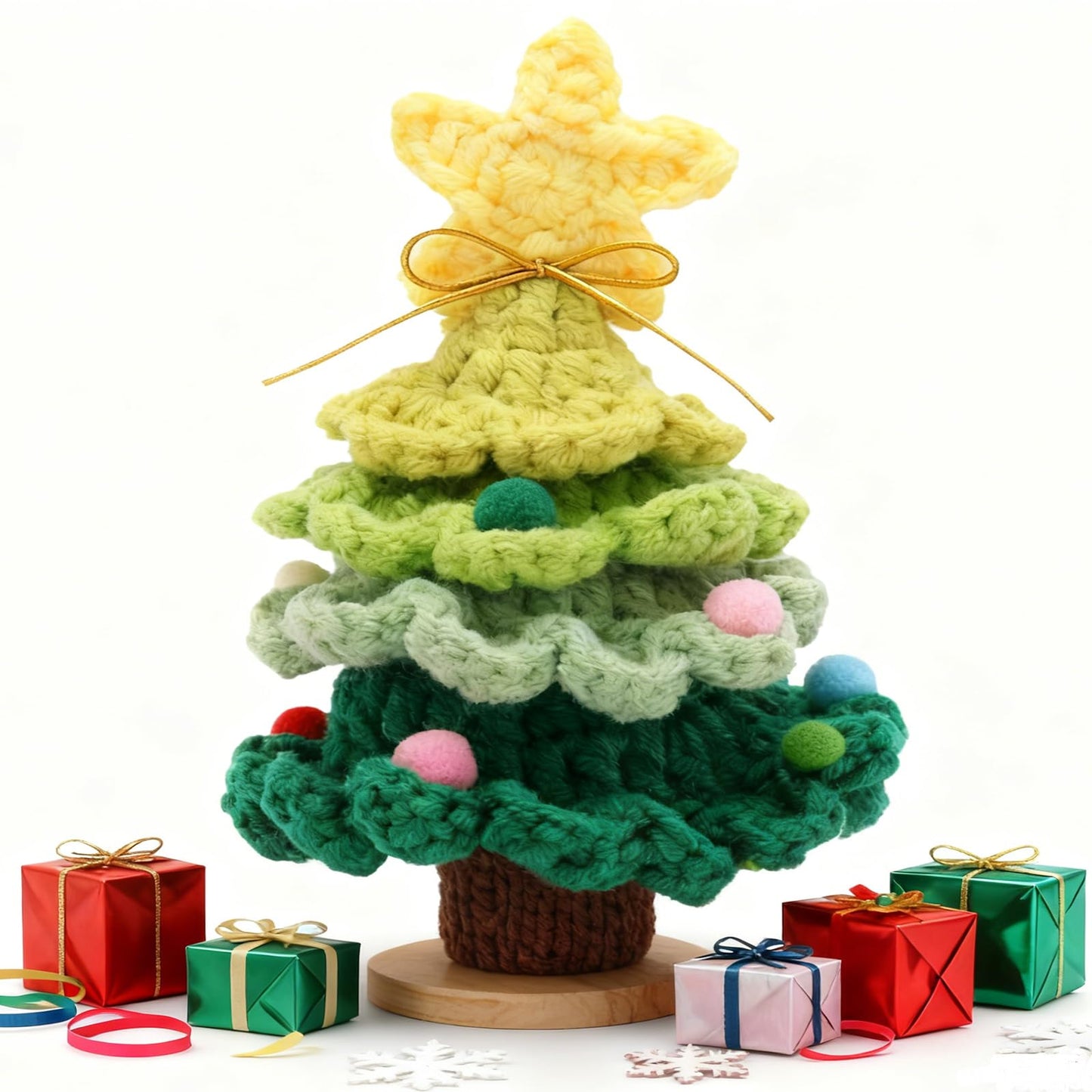 Crochet Christmas Tree,Tabletop Christmas Decorations,Funny Christmas Tree Gift,for Desk Home Office Xmas Holiday Party Tree Decor