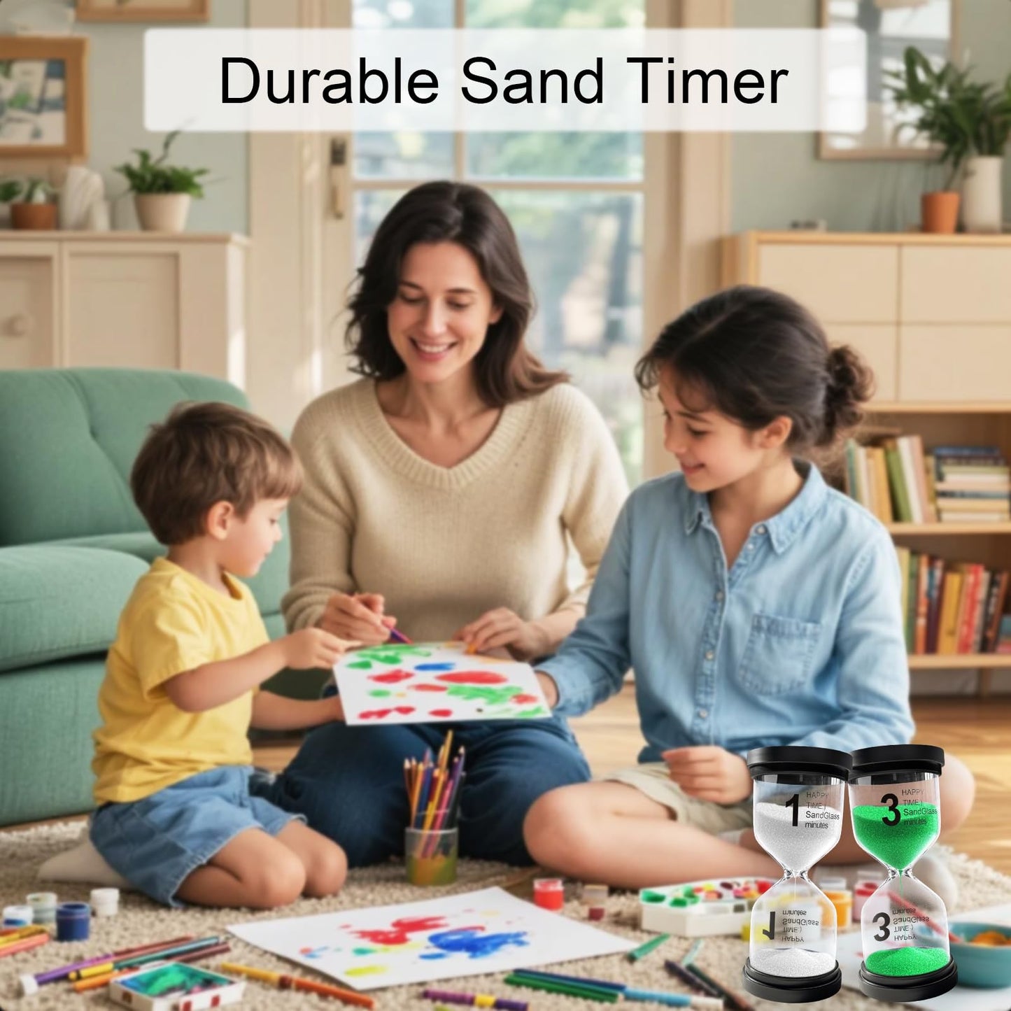 25 Minute Sand Timer, Plastic Sand Clock for Kids, Acrylic SandWatch Hourglass, Small Sandglass 25 Min for Classroom,Game,Decorative (White)
