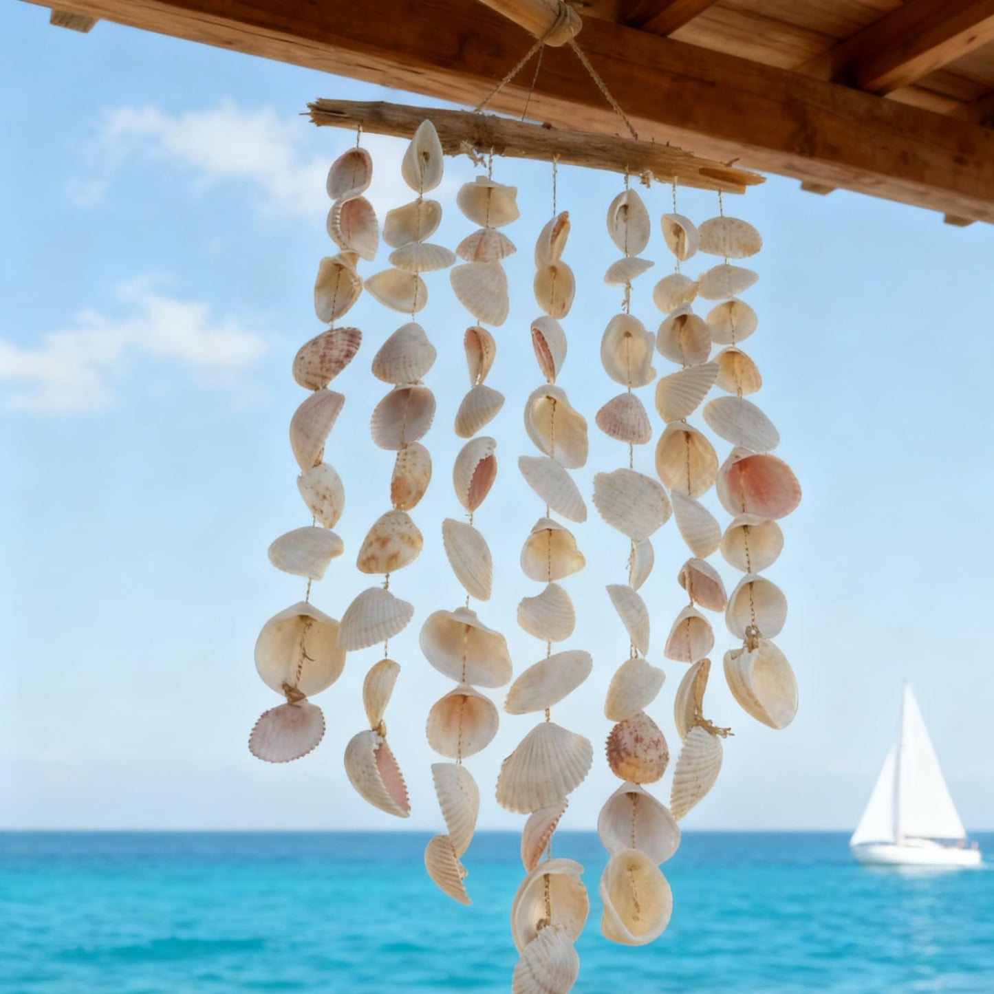 Novabright Beach Seashell Wall Hanging Decor Beach Room Decor Farmhouse Rustic Coastal Decorations Coastal Wall Art for Living Room, Bedroom and Dining