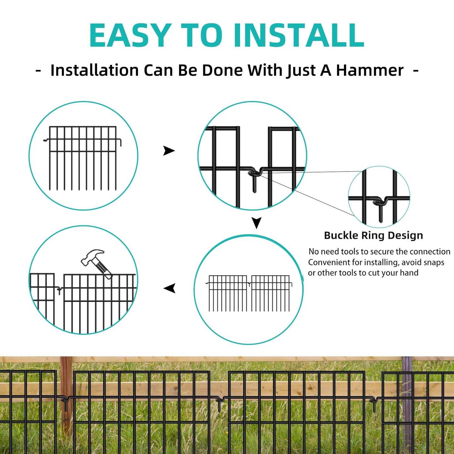 FOKEP 30 Panels Animal Barrier Fence, No Dig Fences, 13in(H) X 42.5ft(L) Garden Fence Animal Barrier for Rabbit and Dog Under Fencing Barrier, Rustproof Metal Fences Border for Outdoor, Yard, Patio