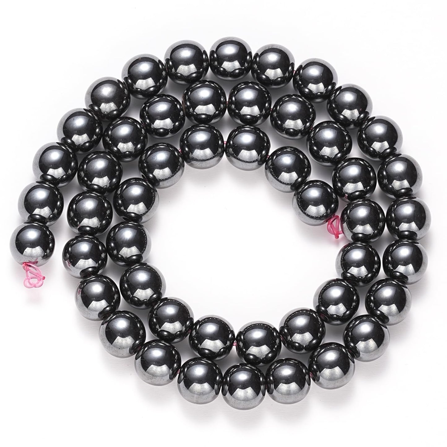 8mm Natural Black Hematite Gemstone Beads Polished Round Smooth Stone Beads for Bracelets Jewelry Making 15inch Loose Beads