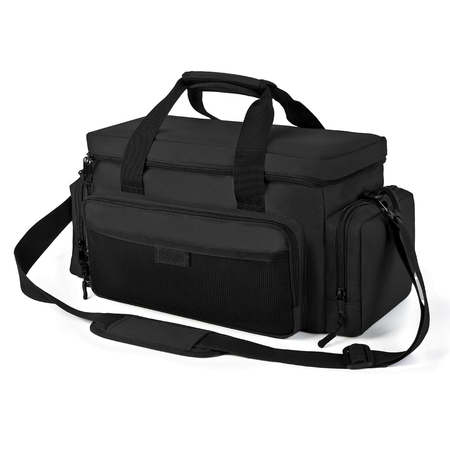 VJI Heavy Duty Tool Bag with Multi-Pockets, Portable Storage Bag with Large Zipper, Carrying Toolbag with Adjustable Shoulder Strap and Ergonomic Handle, Repairman, Carpenters, Handyman, Black