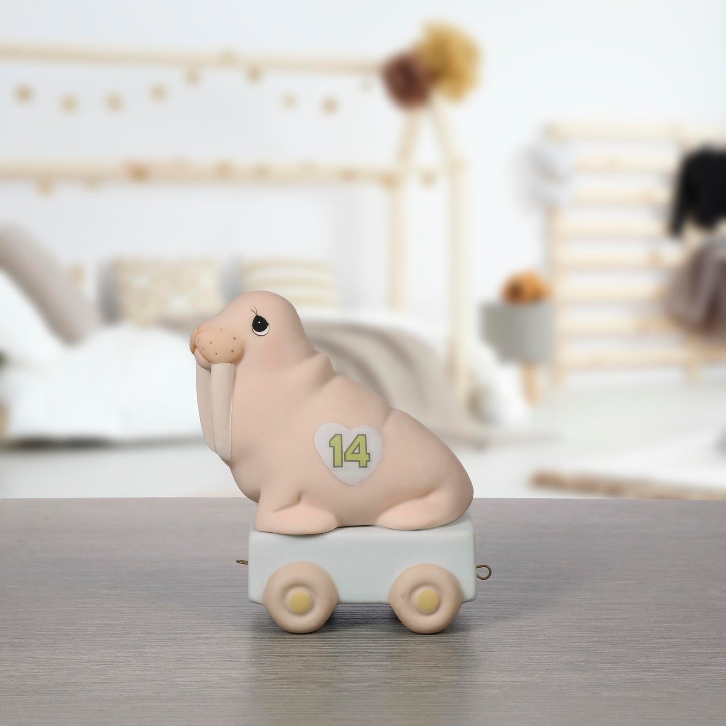Precious Moments Birthday Train Walrus, Age 14, It's Your Birthday Live It Up Large, Birthday Gift for 14 Year Old Boys and Girls, Bisque Porcelain Figurine, 142034