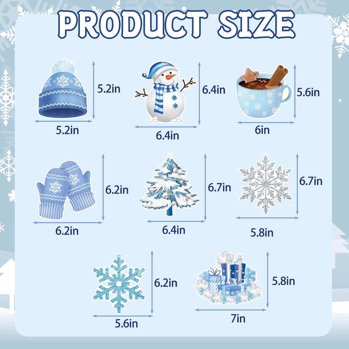 WEEPA 18 Pcs Winter Wonderland Decorations Snowman Snowflake Hanging Swirls Winter Party Banner Set Blue Silver Christmas Decorations