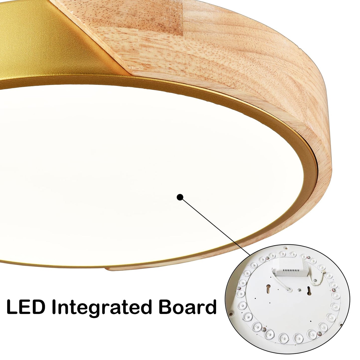 TEENYO Modern LED Flush Mount Ceiling Light 12 Inch Gold Low Profile Round Ceiling Light 2-Pack 4000K Wood Flush Mount Light Fixture for Hallway Bedroom Bathroom Foyer Entryway