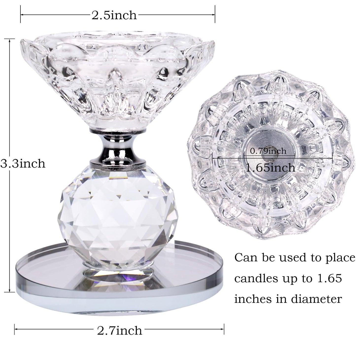 Crystal Candle Holders Set of 2 – Diamond Cut Tealight Holders for Weddings, Anniversaries, Romantic Dinners – Elegant Glass Candle Stand for Home Decor, Valentine's Day Gift