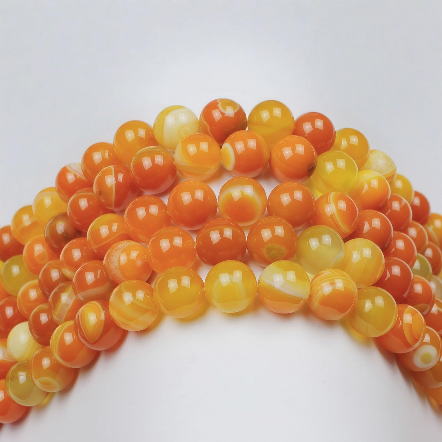 MJDCB Natural Stone Beads Orange Stripe Agate Round Loose Beads for Jewelry Making DIY Bracelet Necklace (10mm)