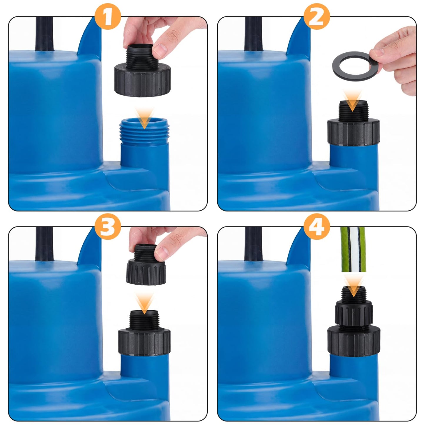 Pangda 2 Set Submersible Water Pump Garden Hose Adapter Plastic Hose Fitting Connector 1-1/2" Female to 3/4" Male for Standard Garden and Any PVC Pipe Application