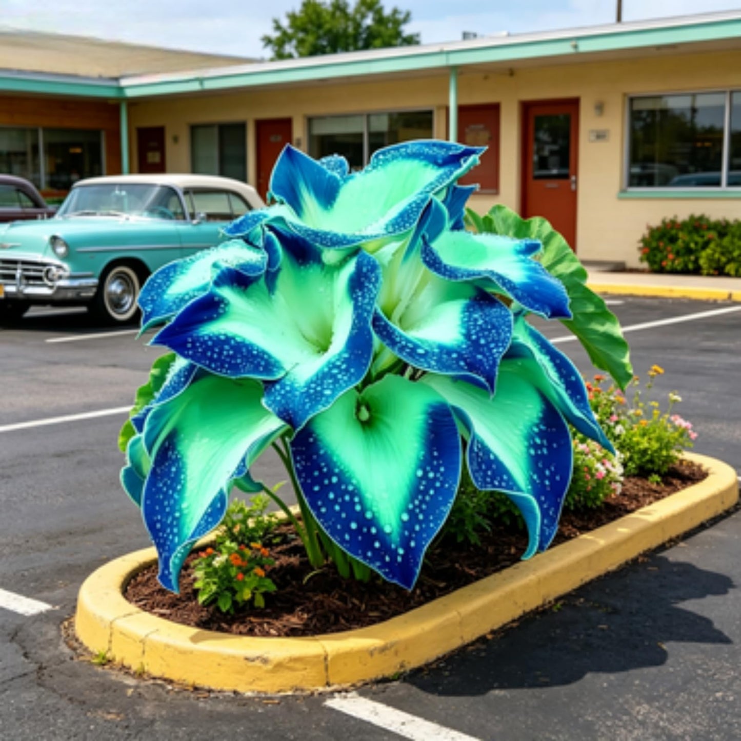 JWDSKT Compact Elephant Ear for Garden Display-Dramatic Foliage, Suitable for Shade Gardens, Low Maintenance(Blue) (6)