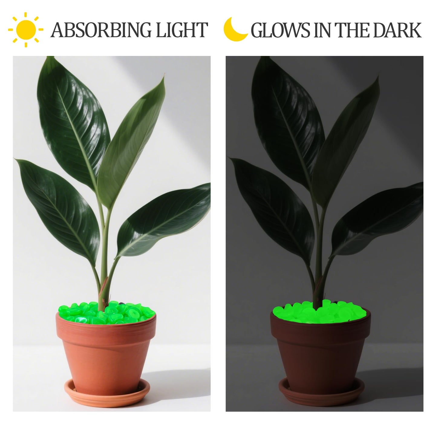 300PCS 1-1.2" Green Glow in The Dark Rocks Outdoor Decorative Stones Luminous Pebbles Glow Stones for Patio Landscaping Walkway Driveway Large Glowing Stones Garden