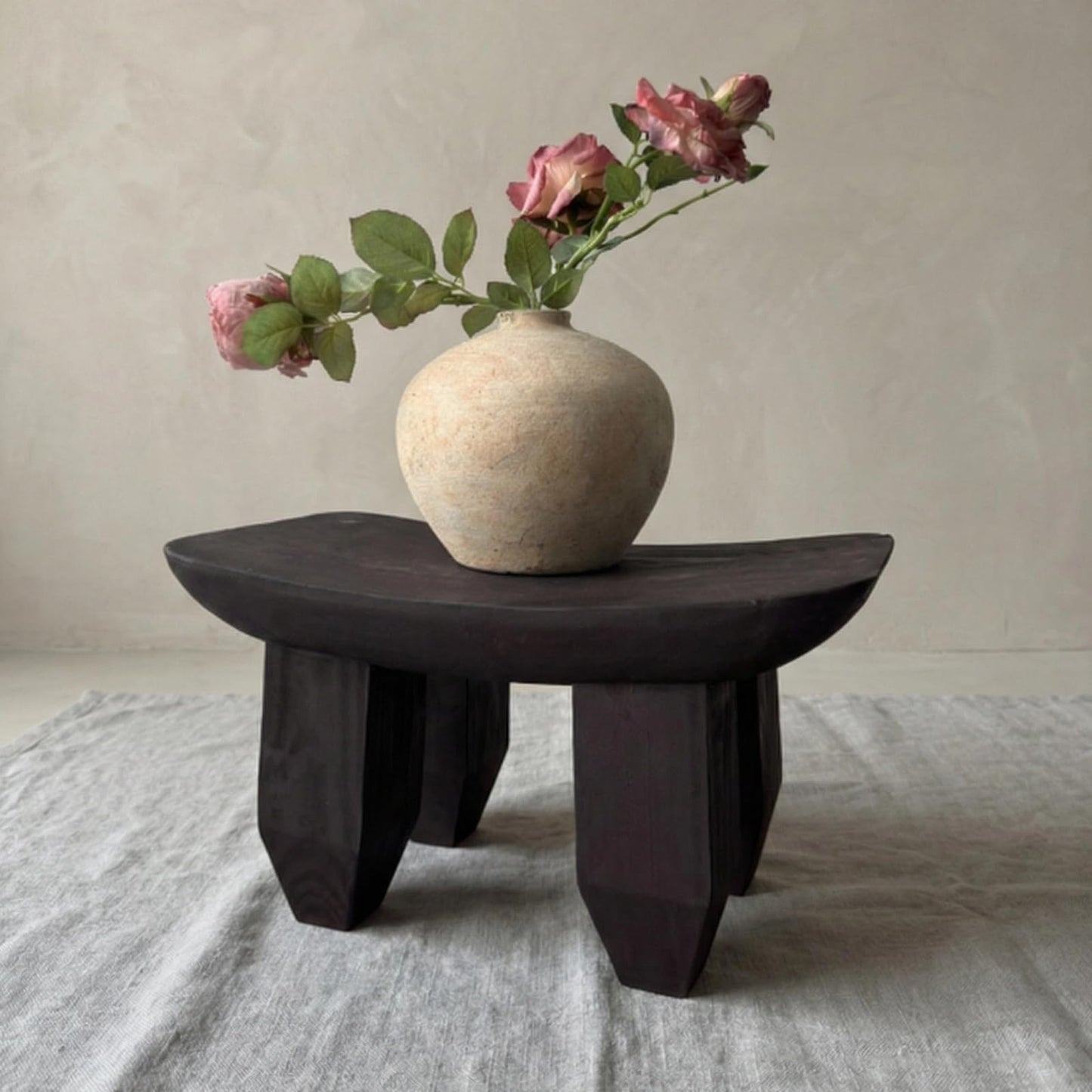 Seodradow Handmade Solid Wood Stool - 19 Inch Wooden Step Stool & Side Table, Multi-Use Wood Stool for Sofa Footrest, Bedroom, Entryway