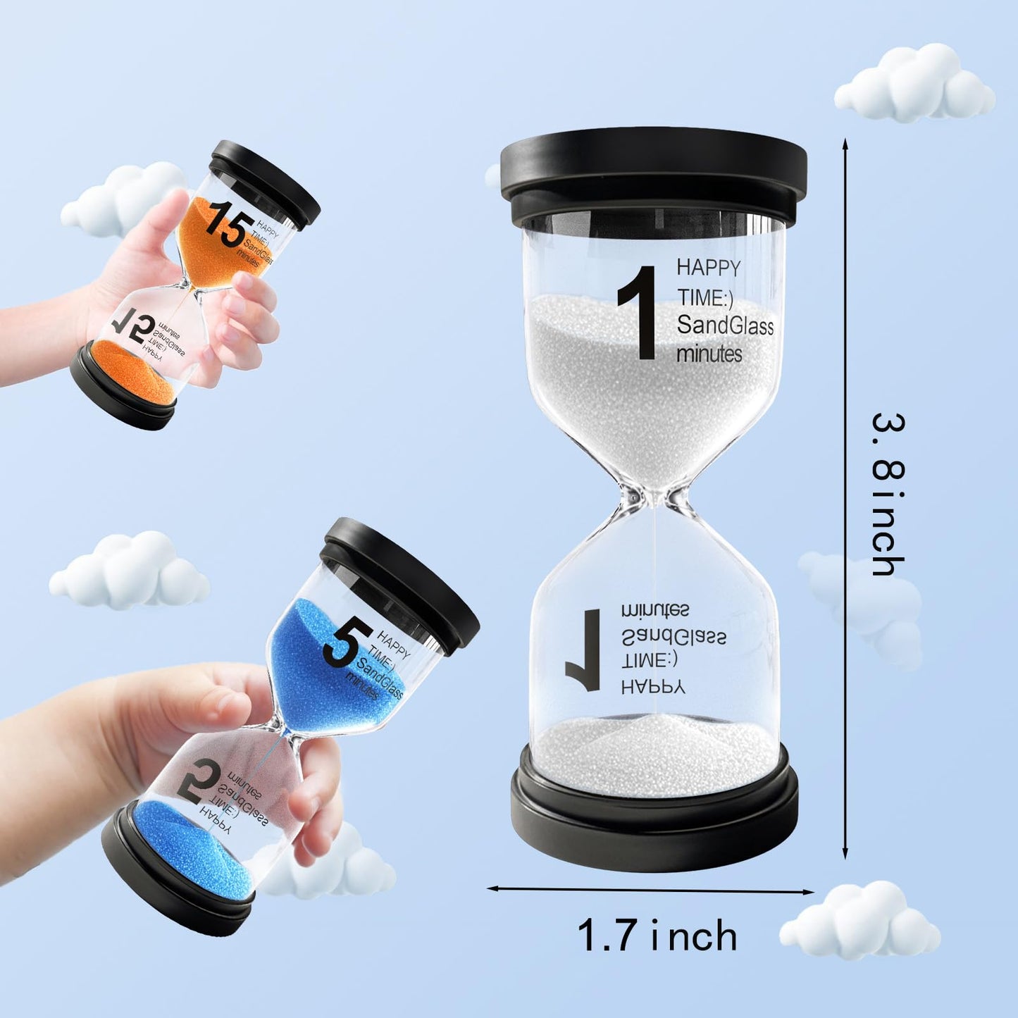 25 Minute Sand Timer, Plastic Sand Clock for Kids, Acrylic SandWatch Hourglass, Small Sandglass 25 Min for Classroom,Game,Decorative (White)