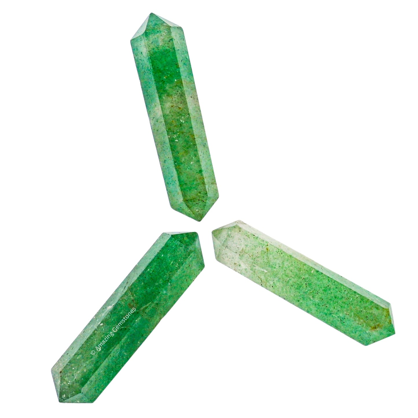 Amazing Gemstone Green Strawberry Quartz Crystal Points Bulk Healing Crystals - Pack of 3 Double Terminated Healing Wand Point Bulk Crystals, Crystal Grid, DIY - Premium Crystals for Beginners Gifts