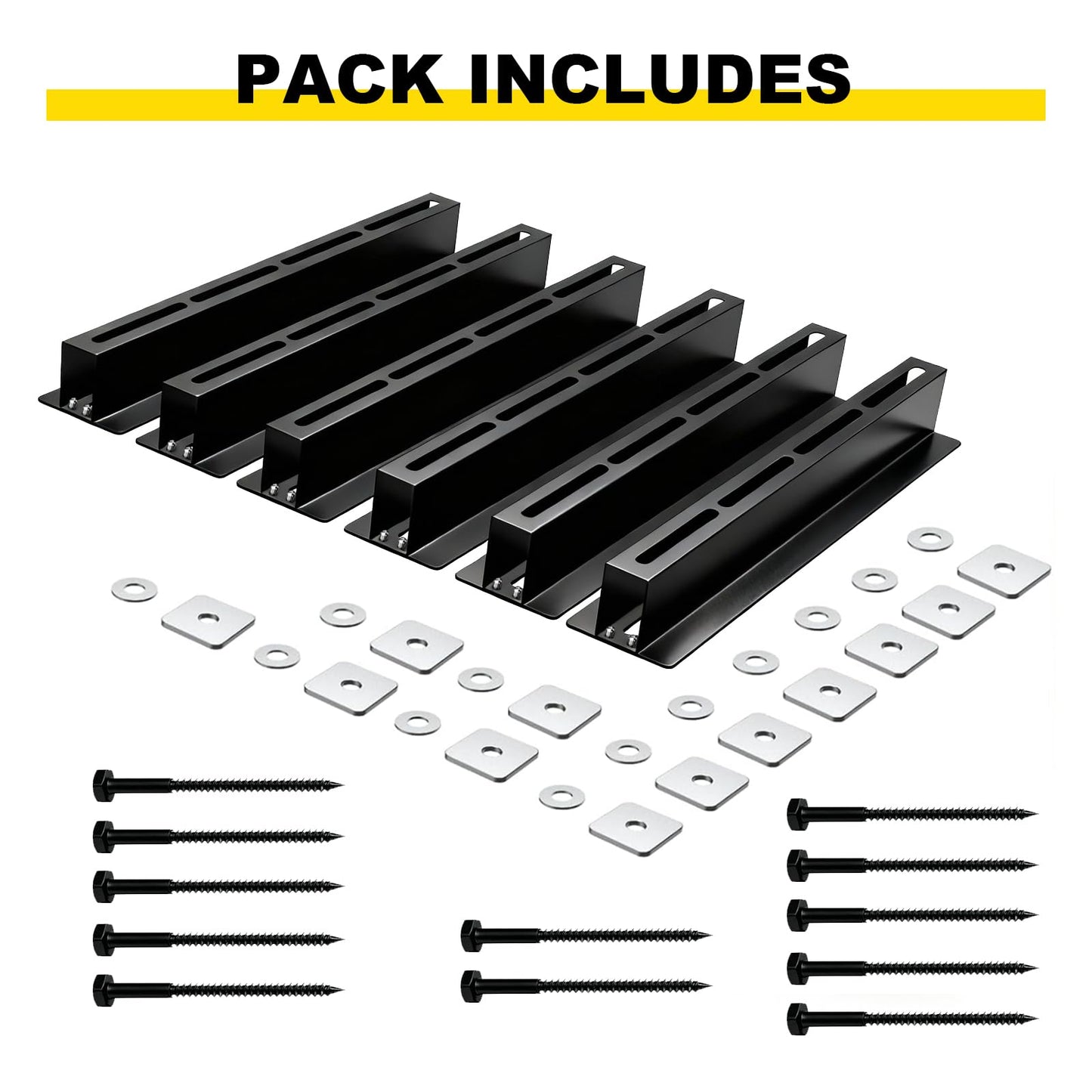 Demimy Overhead Garage Storage Rack, Heavy Duty Ceiling Mount Bin Holder for 7-27 Gallon Tote Storage Container Bins, 17-Inch Black Metal Rails for Organization Shelving System, Iron Material, 6 Pack