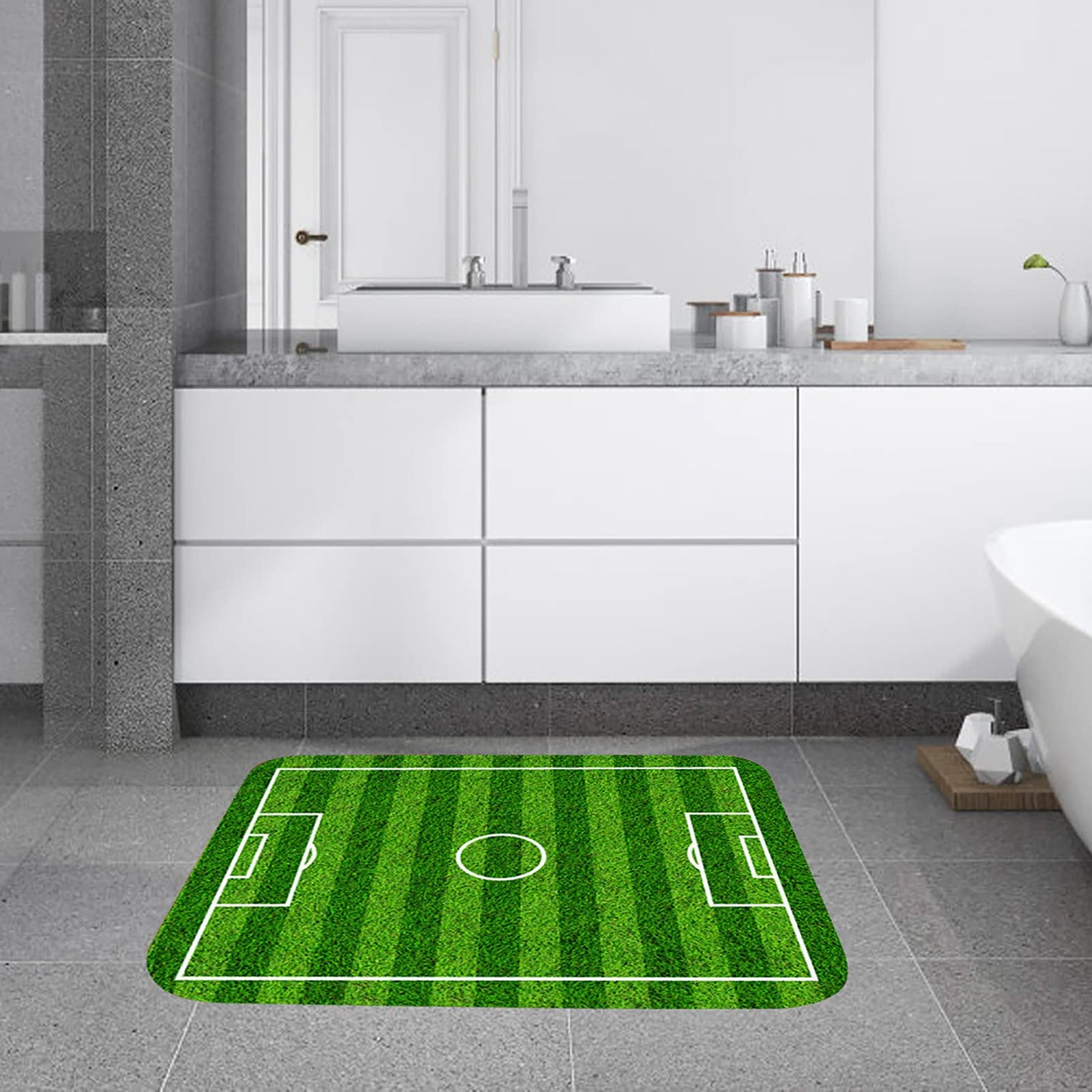 Restokki Foot Pad Non Slip Door Mat, Polyester Non Slip Green Foot Pad for Bathroom Living Room Bedside Table