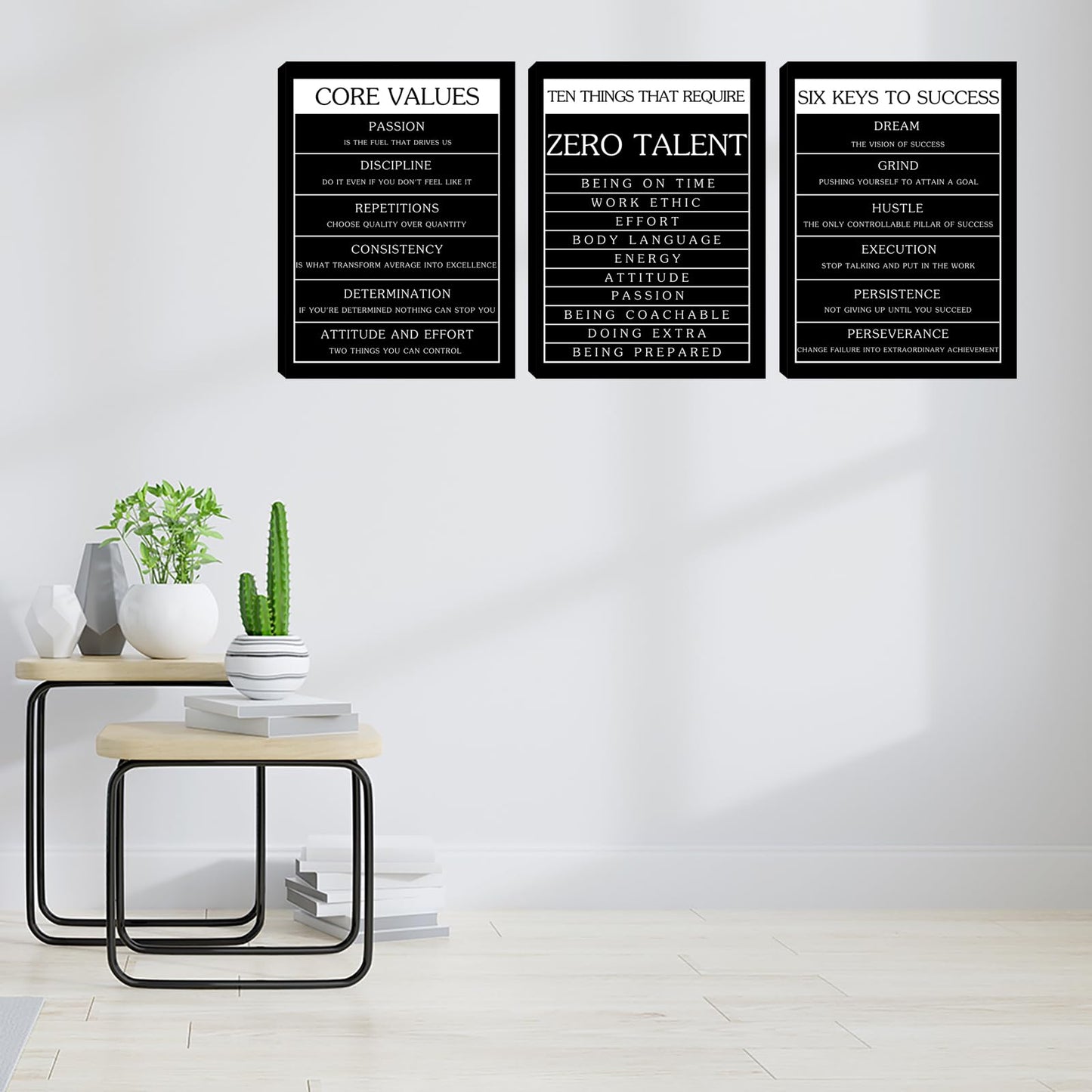 Inspirational Motivational Wall Art Set - Canvas Wall Art Framed Paintings for Office, Living Room, Bedroom - (36''W x 16''H)