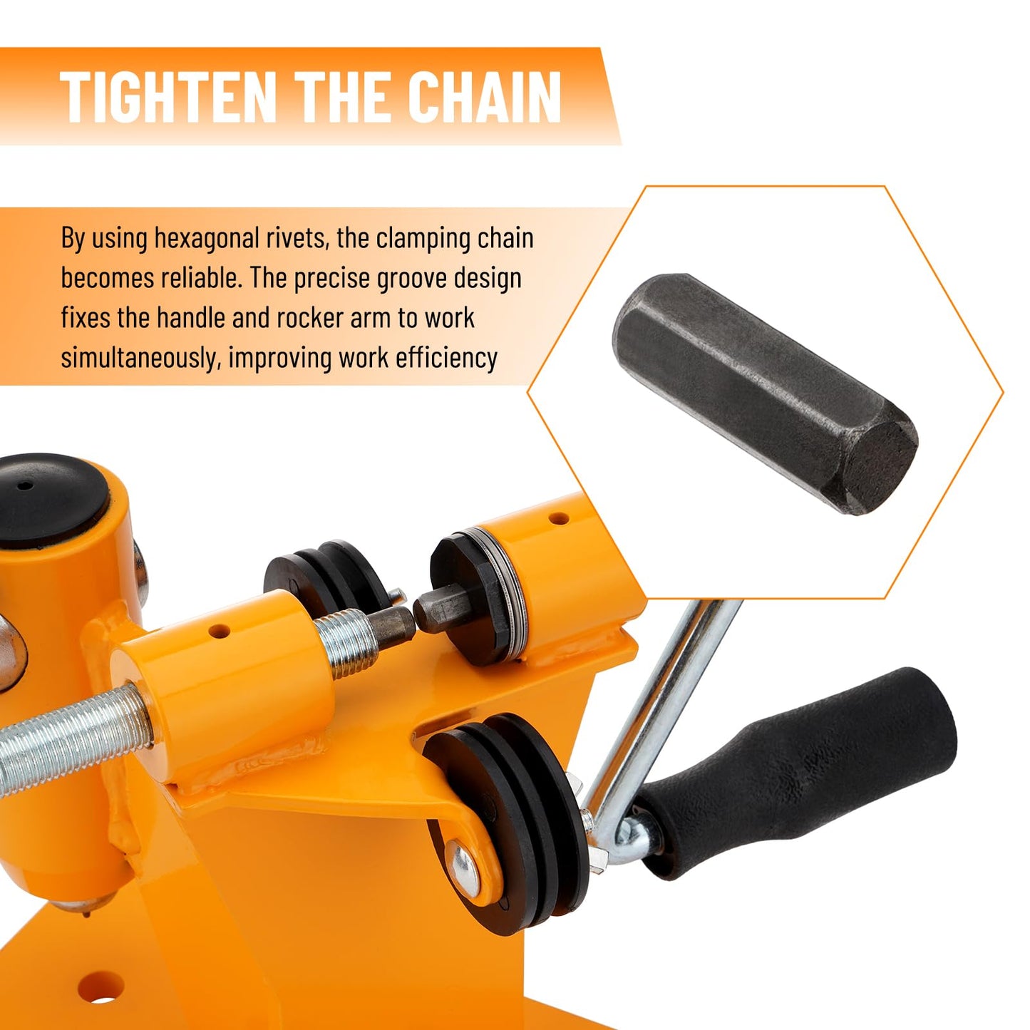2-in-1 Chainsaw Chain Breaker and Spinner, Manual Chain Breaker and Rivet Spinner, Benchtop Chainsaw Chain Repair Tool with 3 Quenching Drill Bits, 3 Anvils, and 2 Hex Wrenches