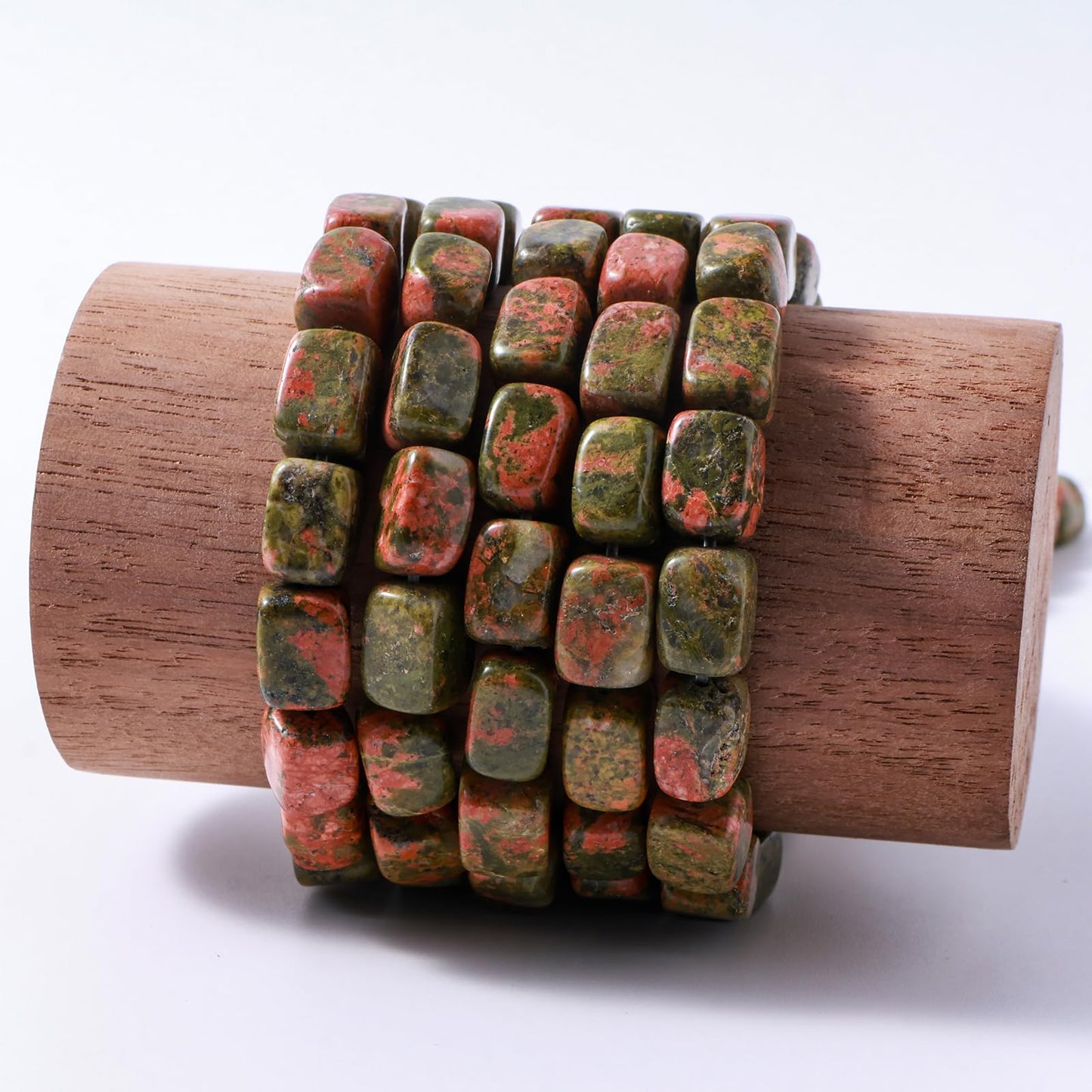 Natural Large Unakite Cube Stone Beads 8x11mm 38cm/str Loose Semi Gemstone Stone Square Beads for Making Bracelets Necklace
