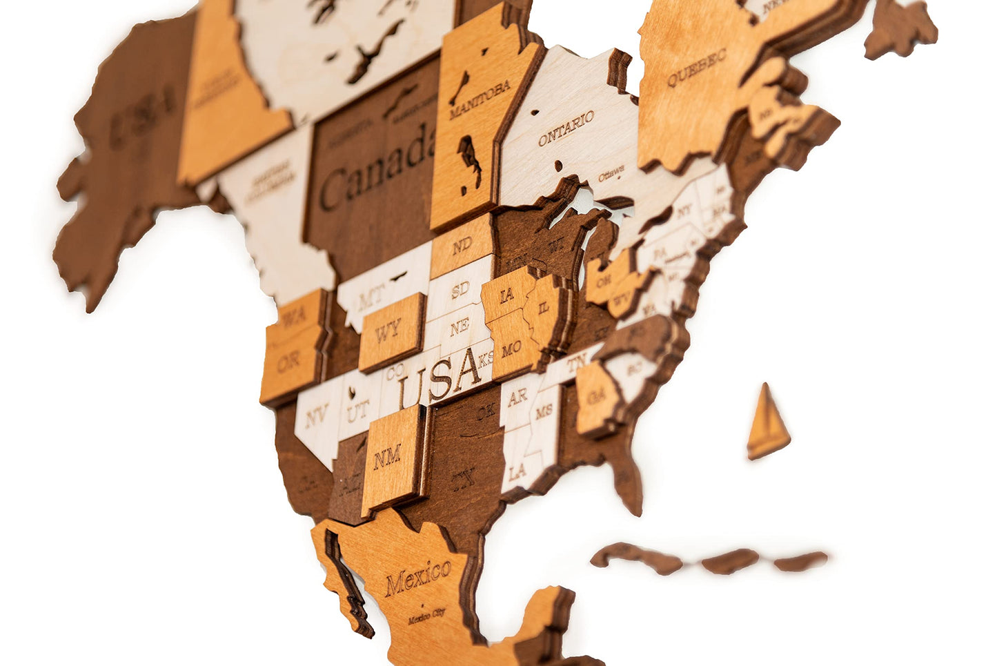 Woodvio 3D Wooden World Map, Decorative Wall Art for Home and Office Décor - size Medium (47" x 24.5")
