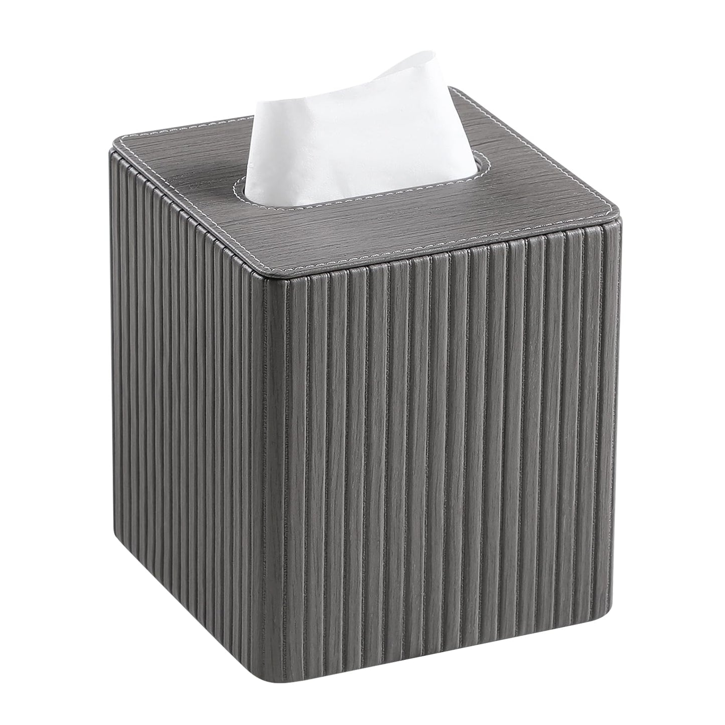 MEIBOOCH PU Leather Tissue Box Cover Square Tissue Box Holder with Magnetic Closure (Slate Grey)