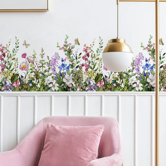 4 Pieces Flowers Wall Decals Vinyl Flowers Wall Stickers Removable Floral Murals Peel and Stick Colorful Flower Decor for Girls Bedroom Living Room Nursery (Vibrant)