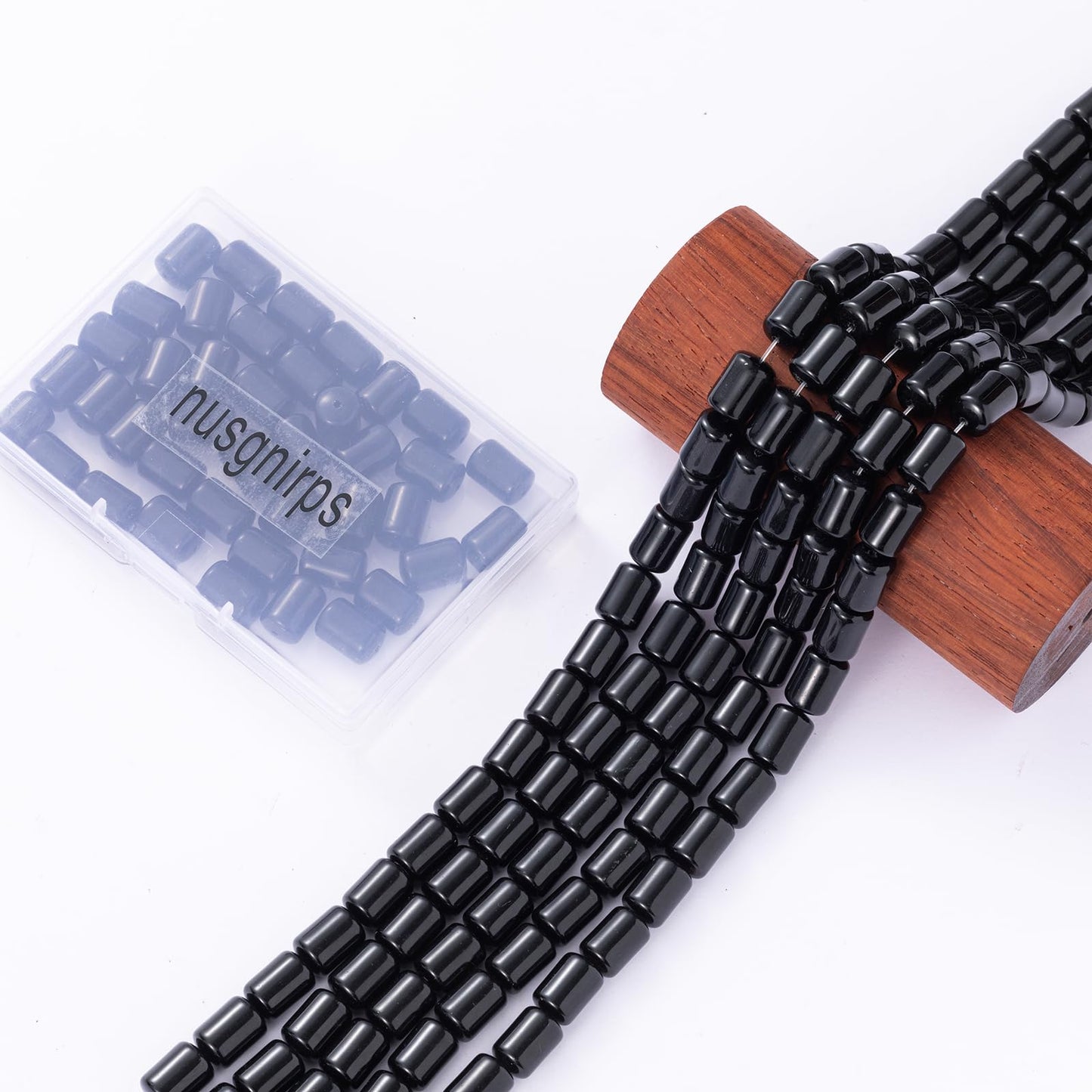 Natural Black Agate Cylinder Tube Beads 10x14mm 38cm/str Loose Semi Gemstone Stone Beads for Making Bracelets Necklace