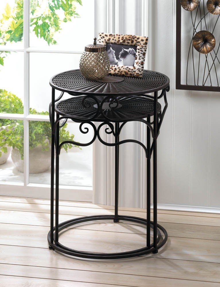 Home Locomotion Umber Wicker Round Nesting Tables