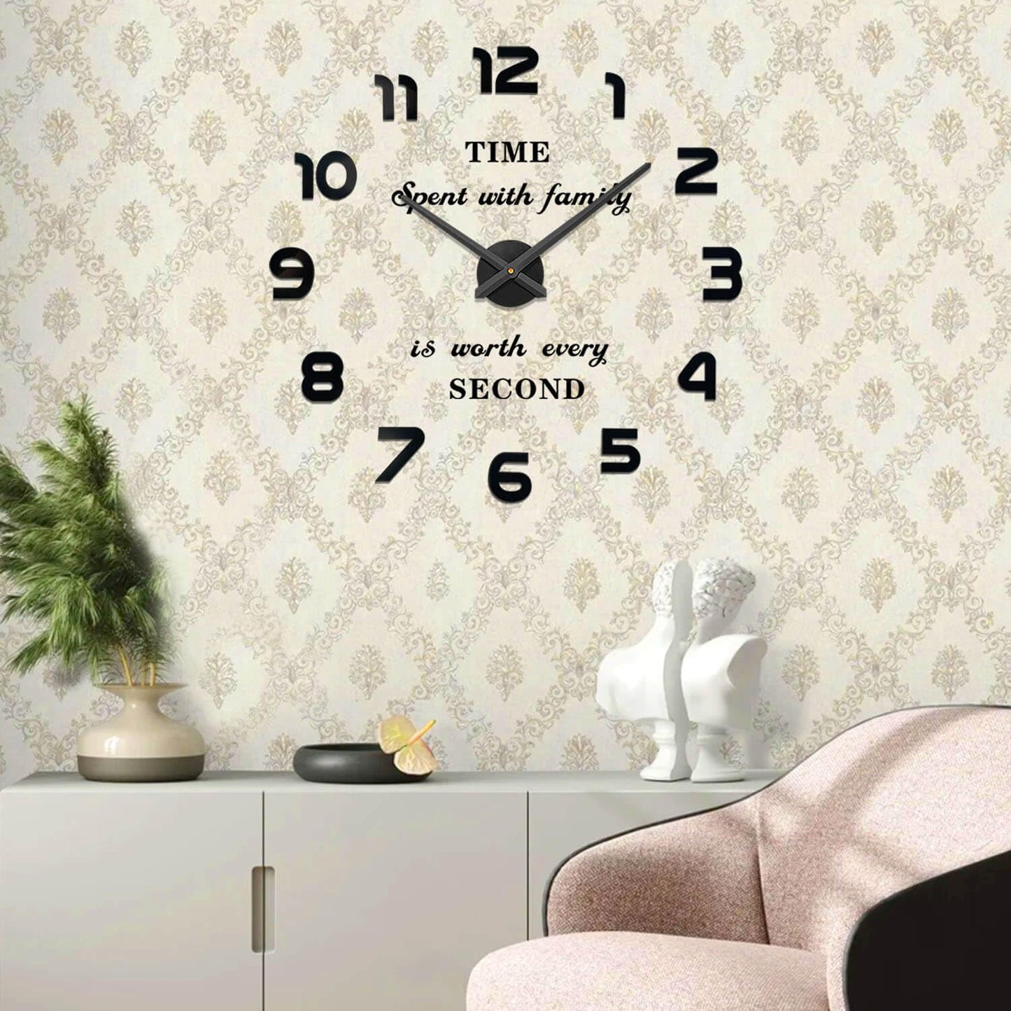 VANGOLD Large Wall Clocks for Living Room Decor, Decorative Wall Clocks Battery Operated (Black Wall Decor)