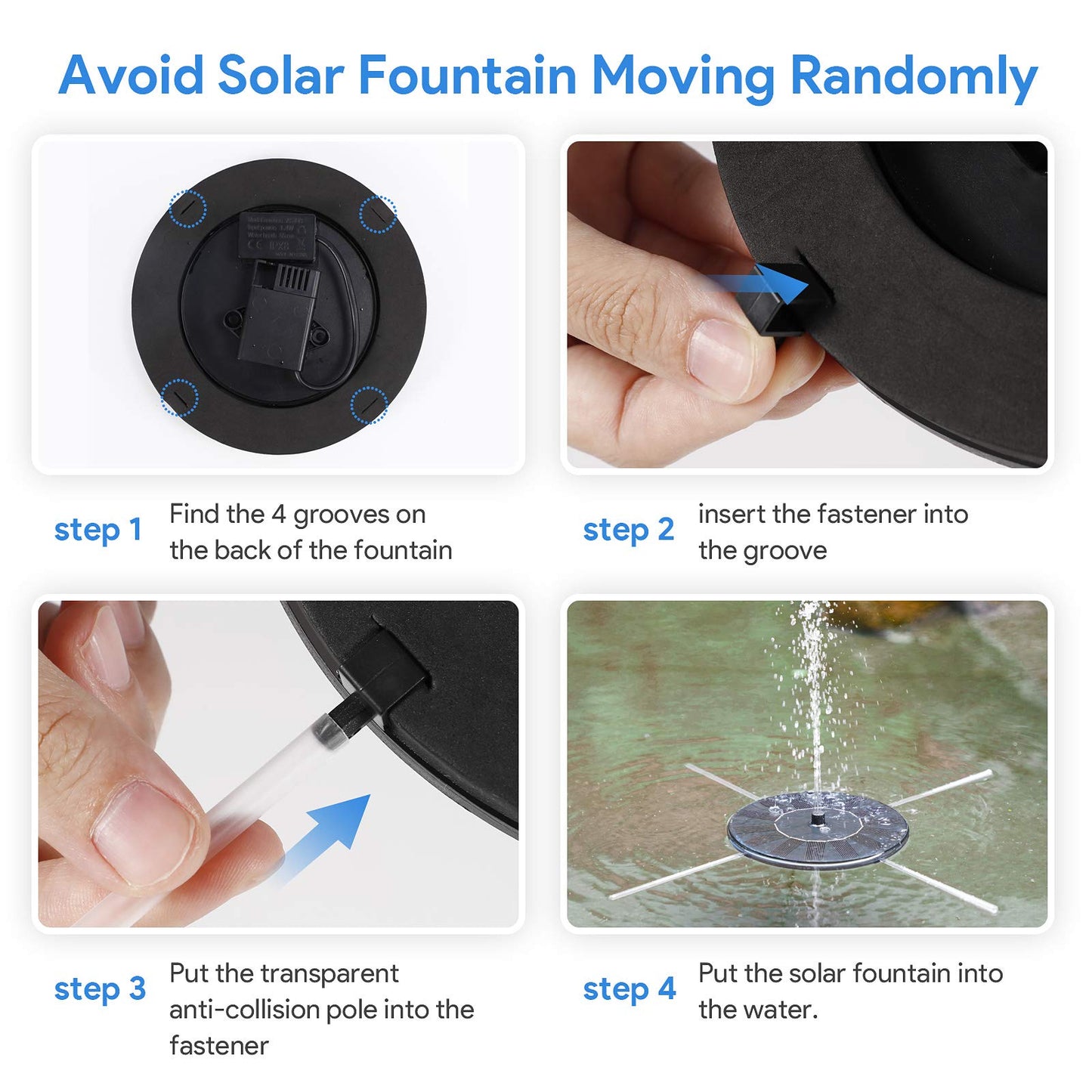 Solar Fountain Water Pump for Bird Bath, Floating Solar Powered Water Fountain Pump for Bird Bath, Garden, Pond, Pool, Outdoor (1.4W)