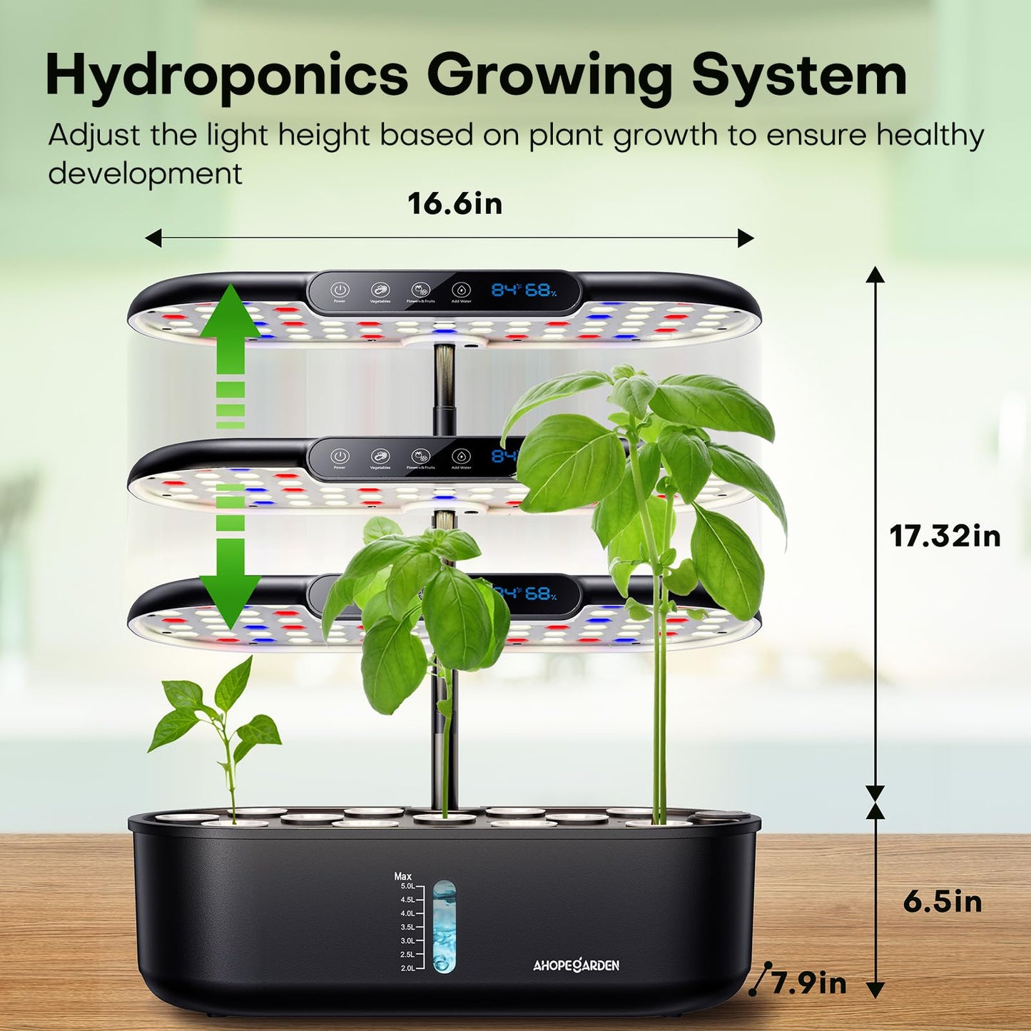 Ahopegarden Hydroponics Growing System kit: 12 Pods Indoor Herb Garden with Smart Environmental Detection - Full Spectrum LED Grow Light for Growing Vegetables，Herbs and Lettuce - Home Gardening